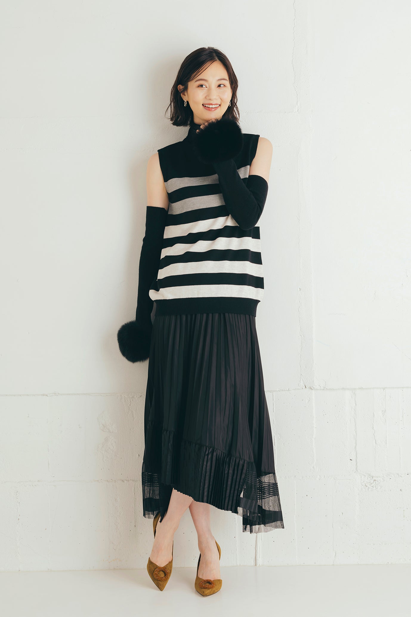 イレギュラーヘムプリーツスカート NS-169