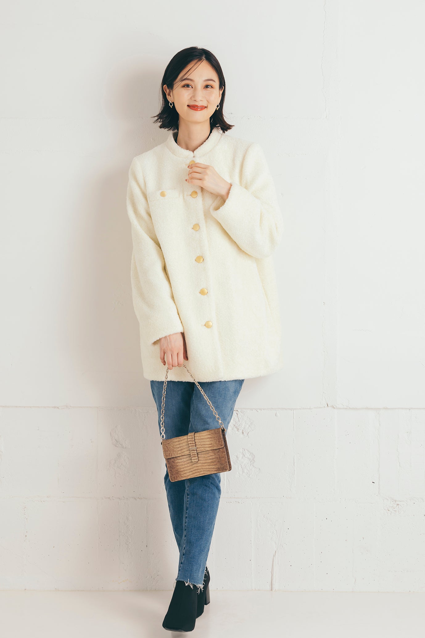 ウール混ボアコート NS-167