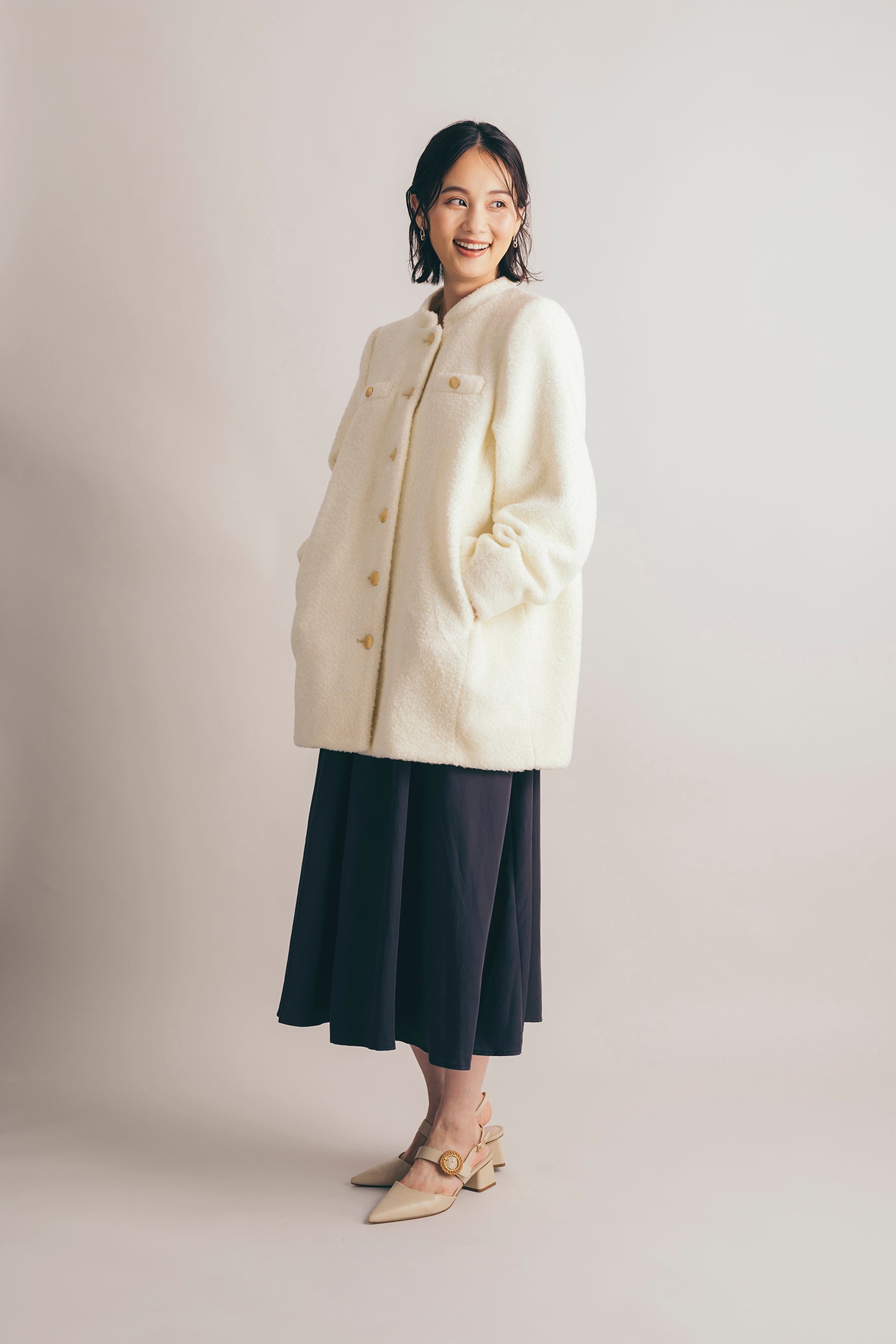 ウール混ボアコート NS-167