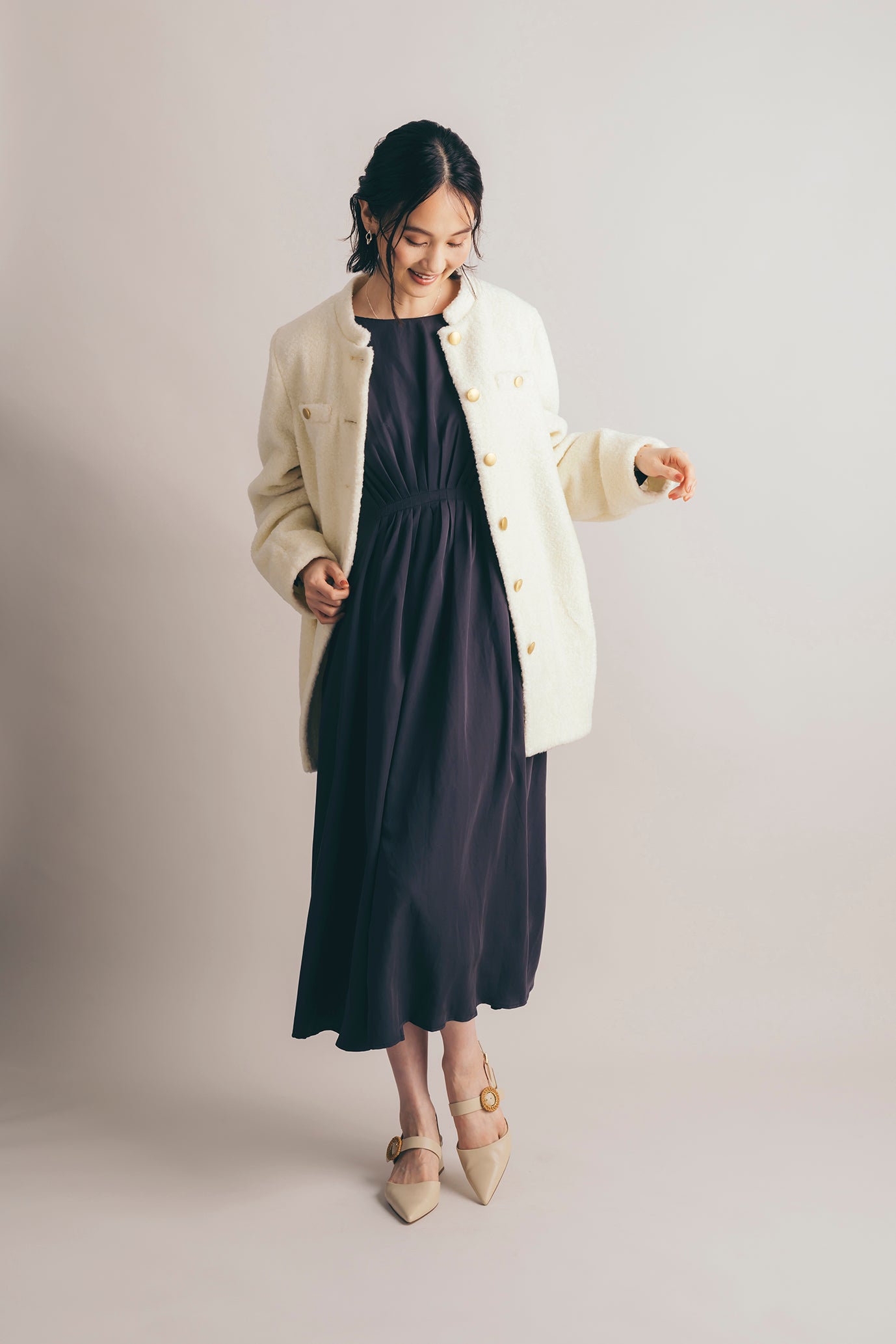 ウール混ボアコート NS-167