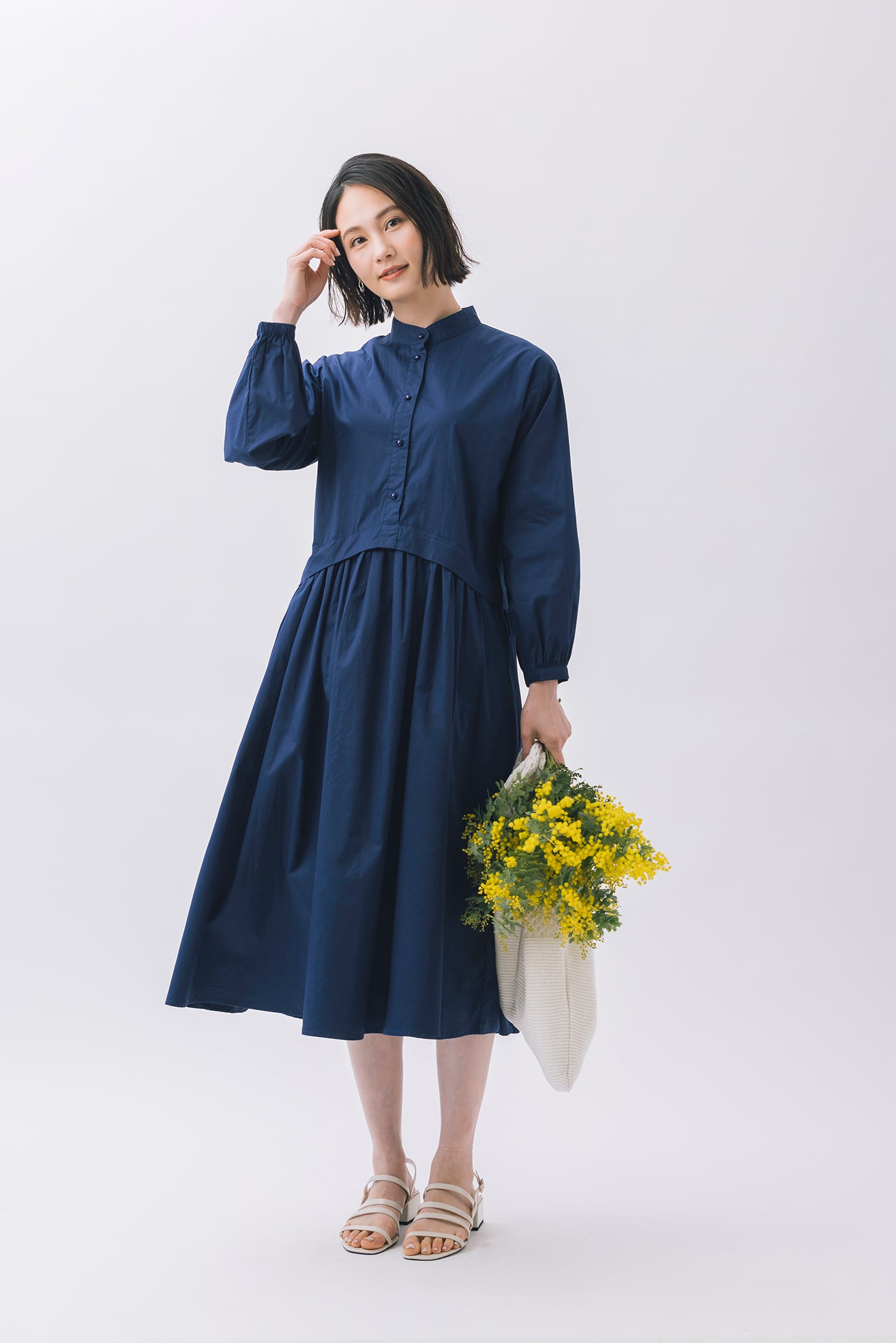 ウエスト切り替えコットンワンピース NS-212
