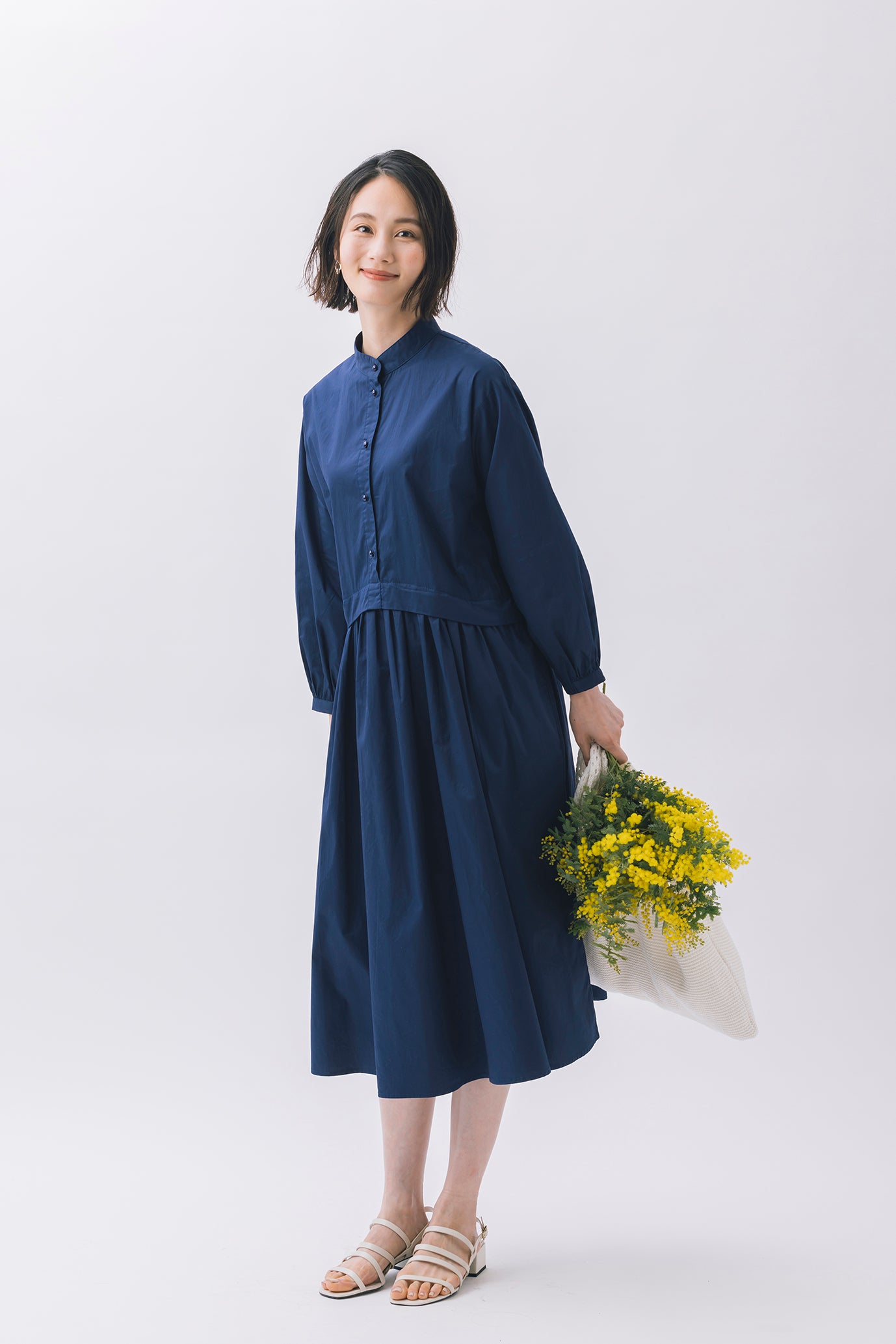 ウエスト切り替えコットンワンピース NS-212