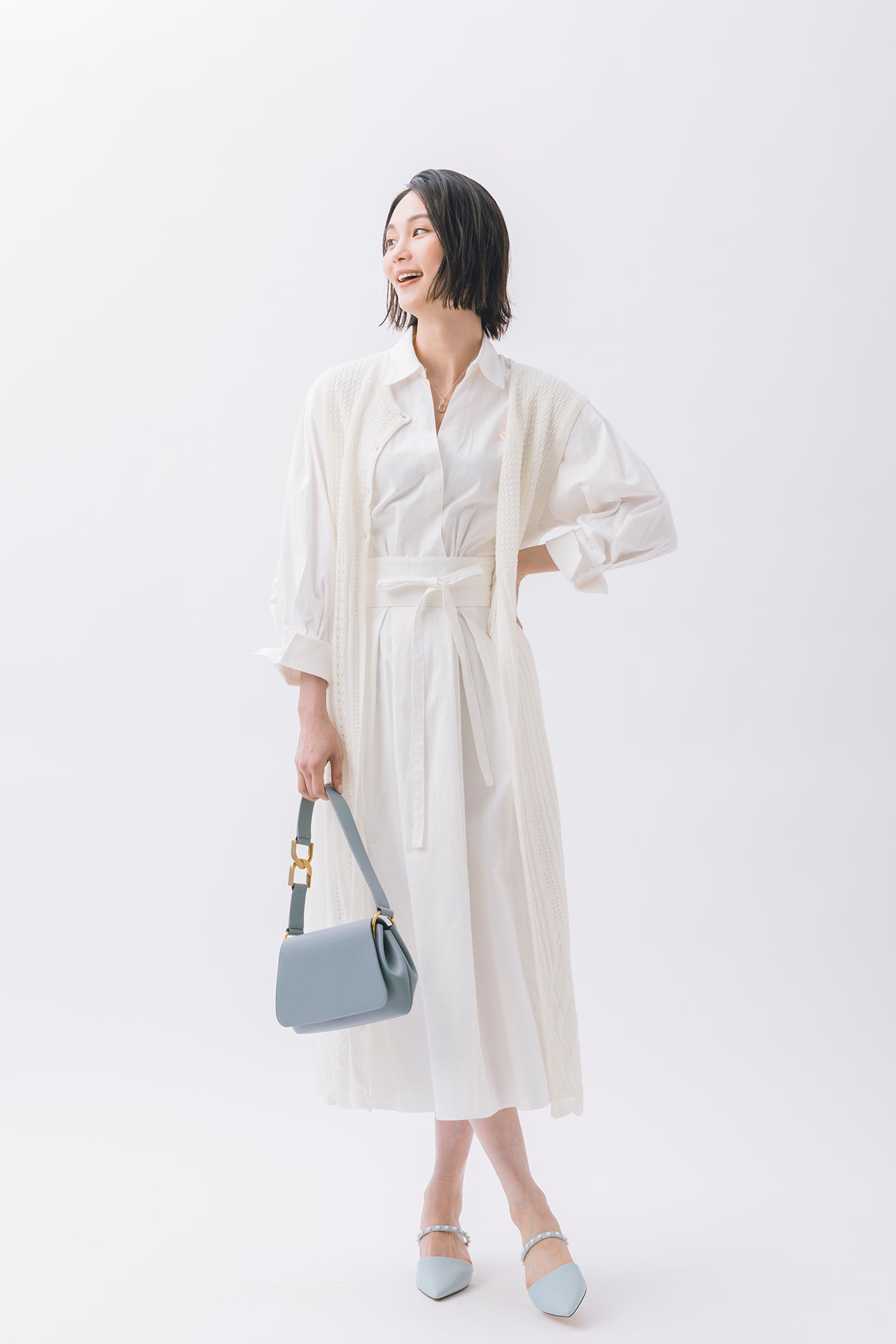 レーシー調ニットロングジレ NS-211