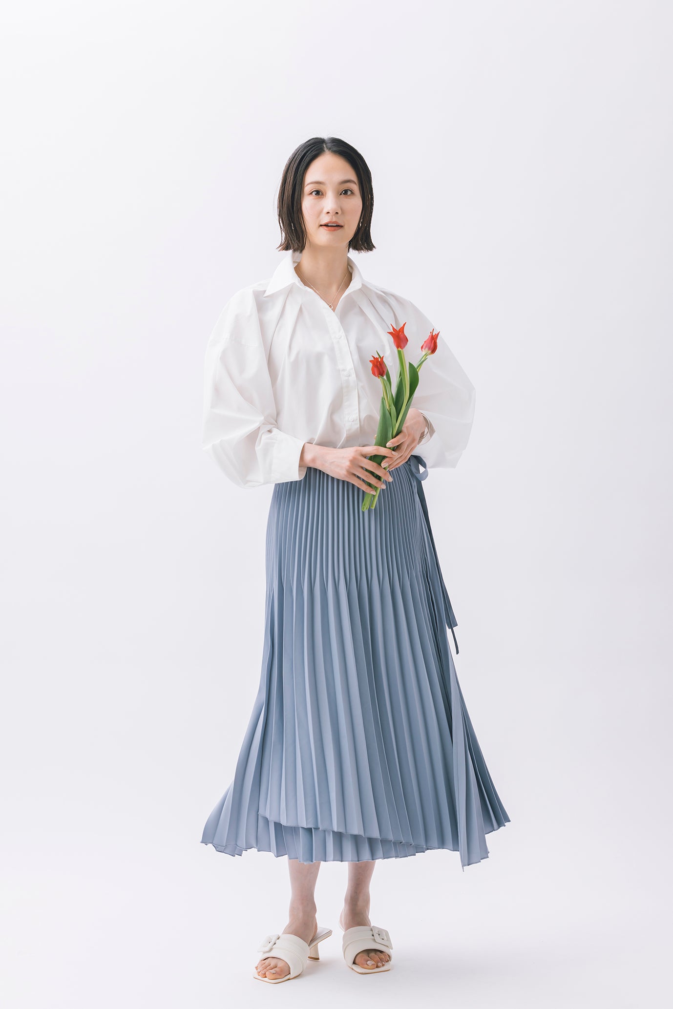 フロントレイヤードプリーツスカート NS-203