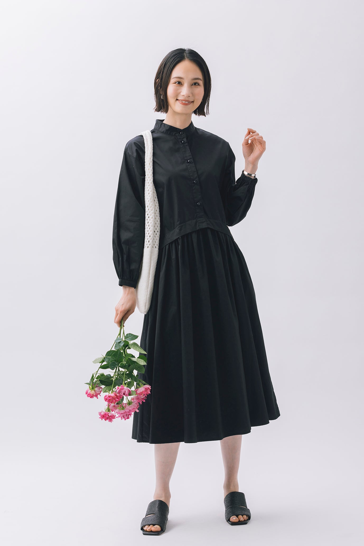 ウエスト切り替えコットンワンピース NS-212