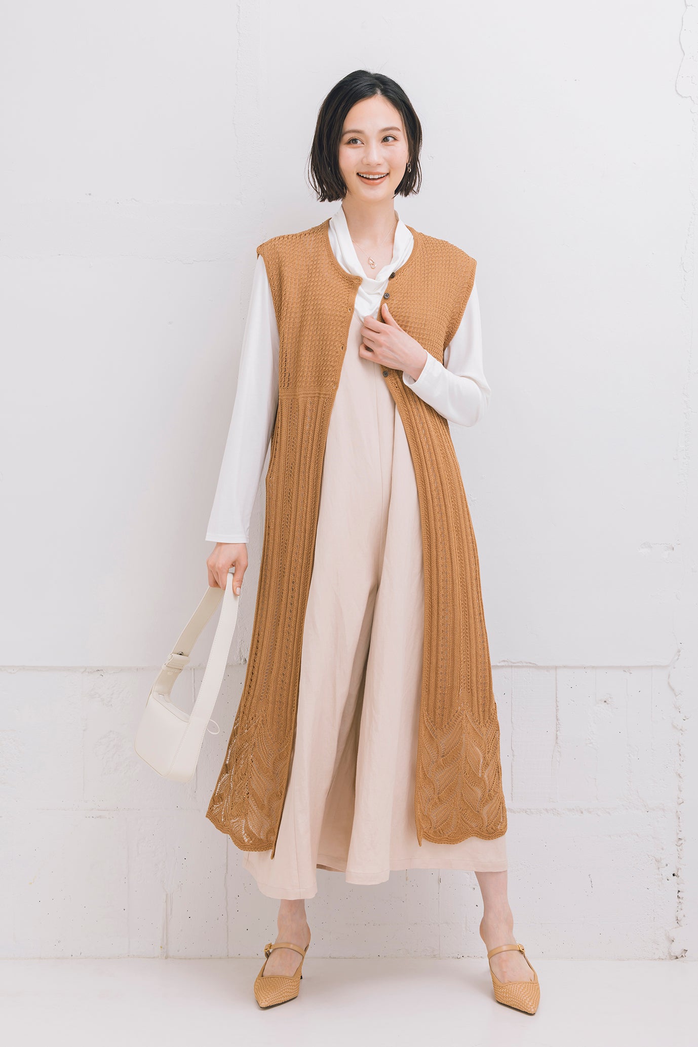 レーシー調ニットロングジレ NS-211