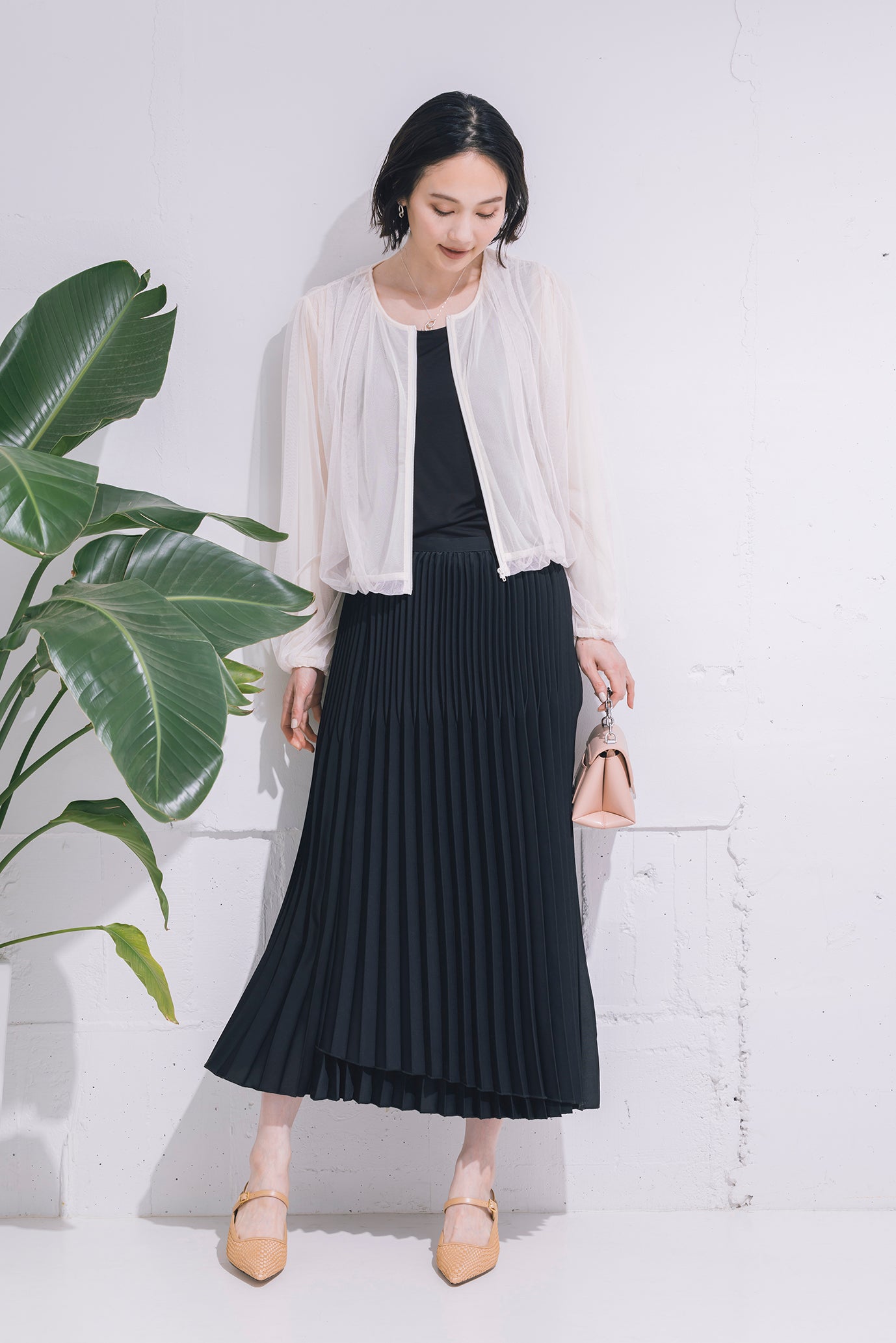 フロントレイヤードプリーツスカート NS-203