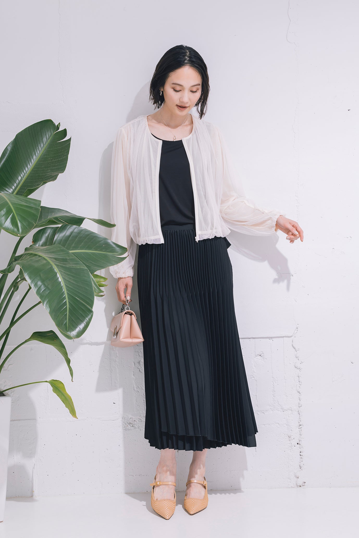 フロントレイヤードプリーツスカート NS-203