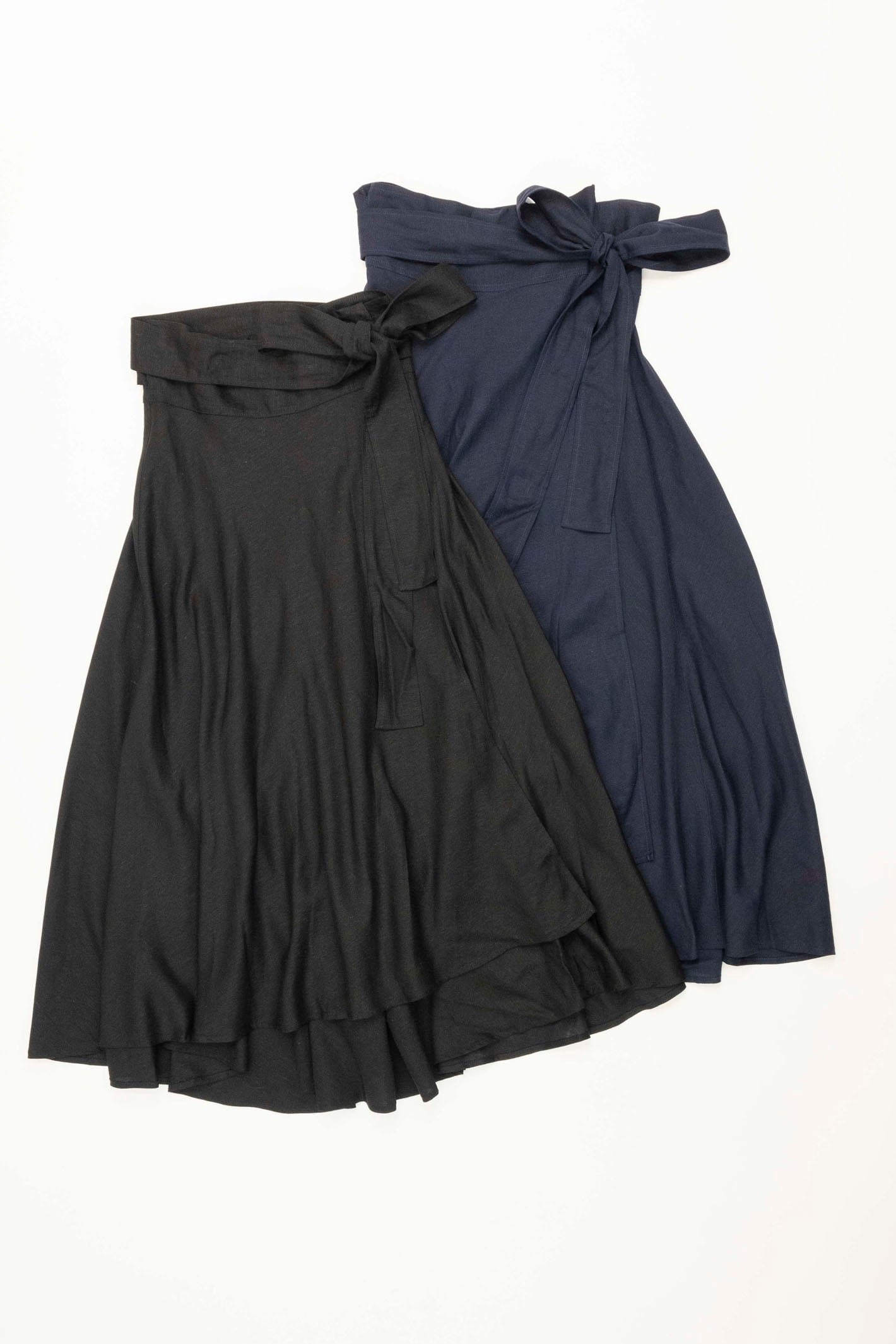 ウエストリボン 麻混ラップスカート NS-028