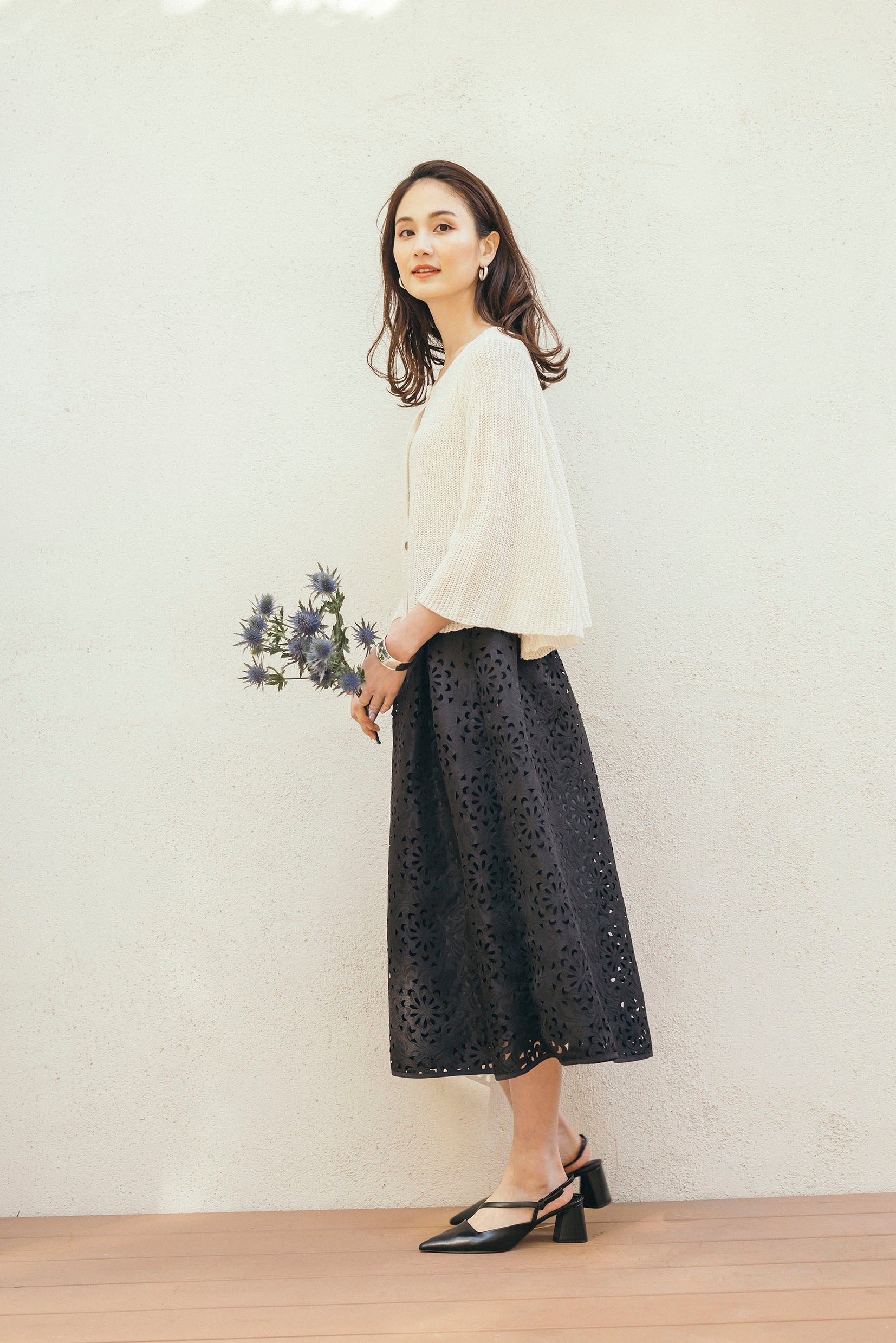 レース調ジャカードタックスカート NS-137