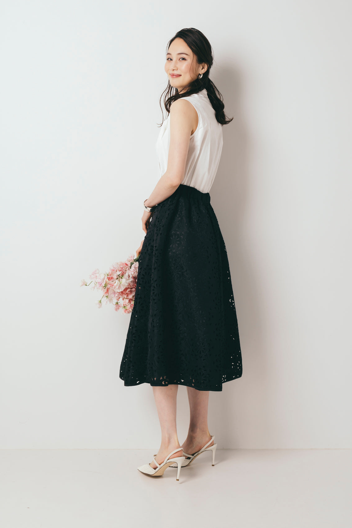 レース調ジャカードタックスカート NS-137