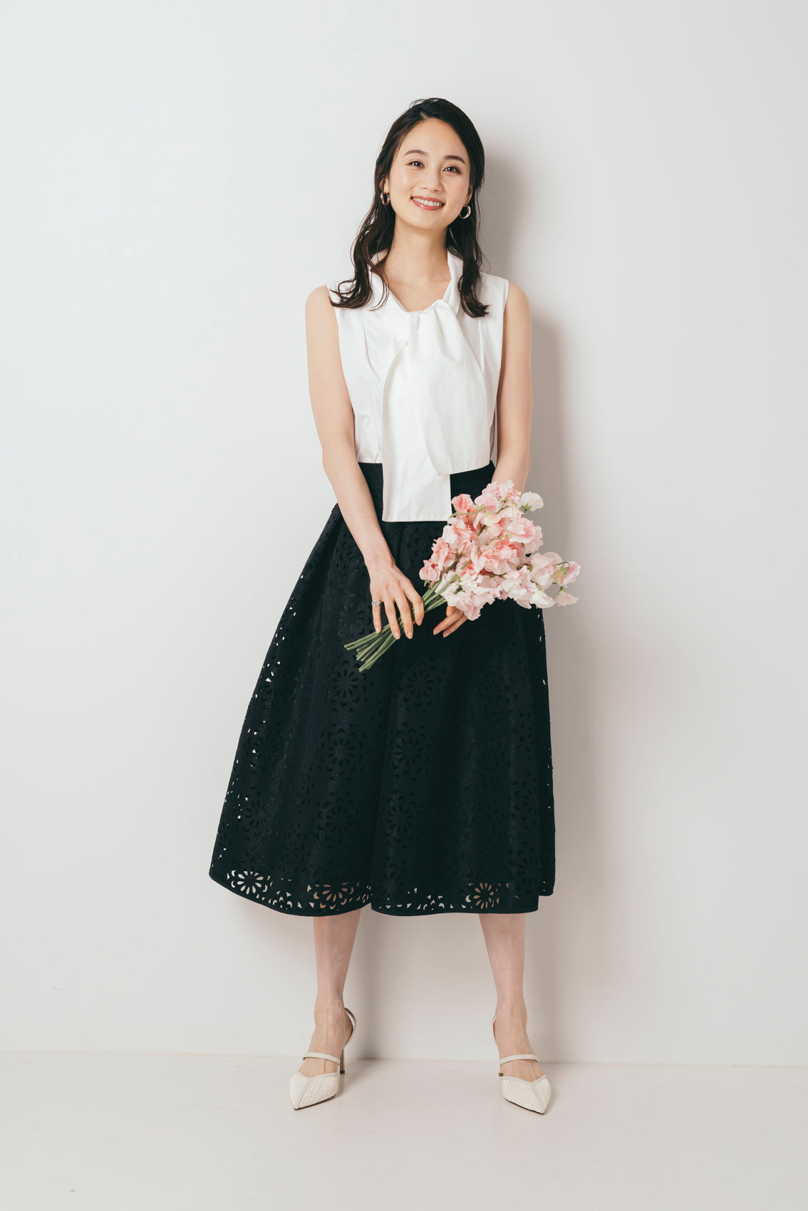 レース調ジャカードタックスカート NS-137