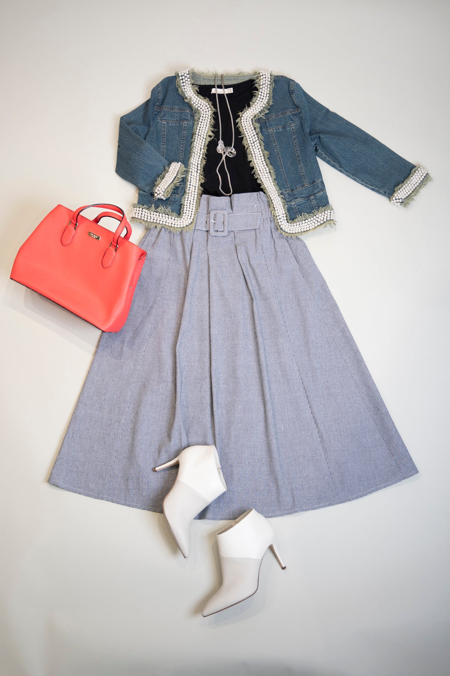 フロントバックル チェックスカート