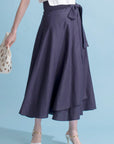 ウエストリボン 麻混ラップスカート NS-028