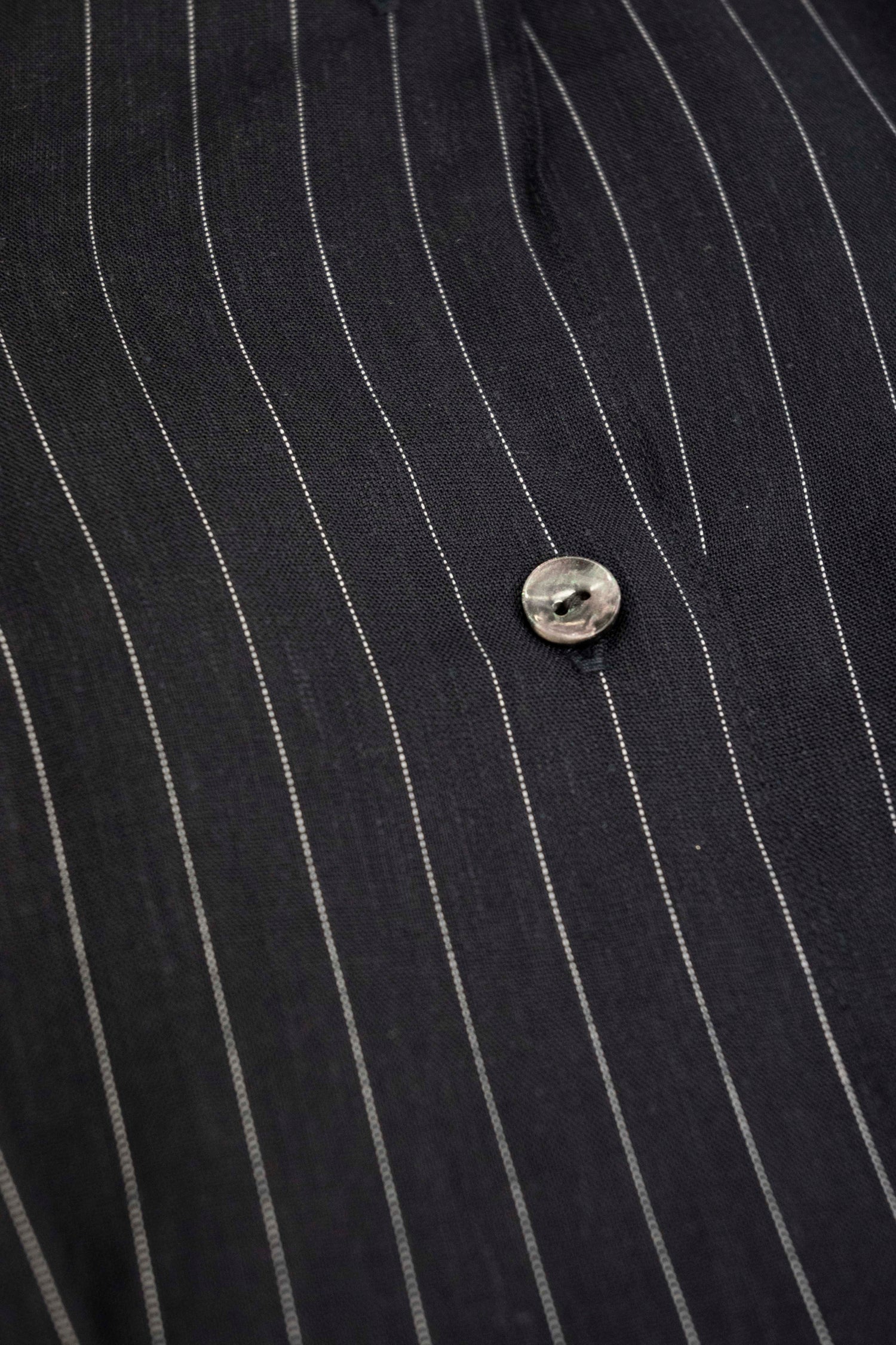 麻混ストライプ タックブラウス