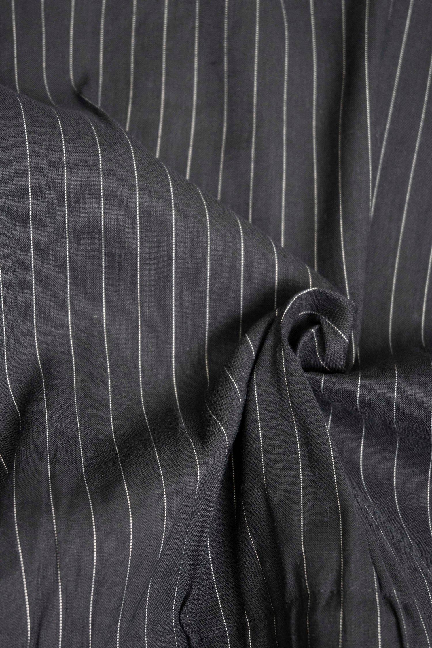 麻混ストライプ タックブラウス