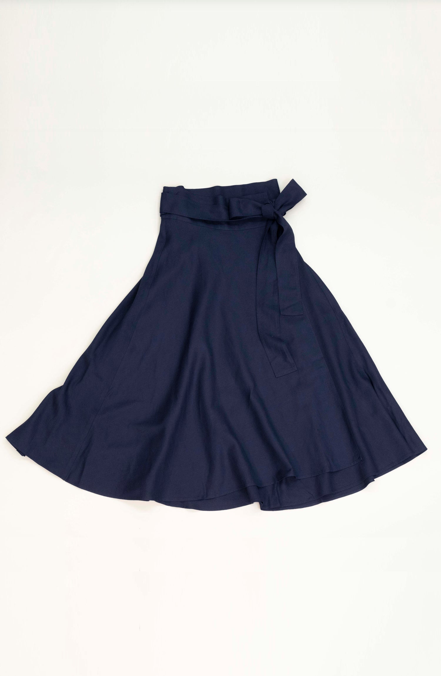 ウエストリボン 麻混ラップスカート NS-028