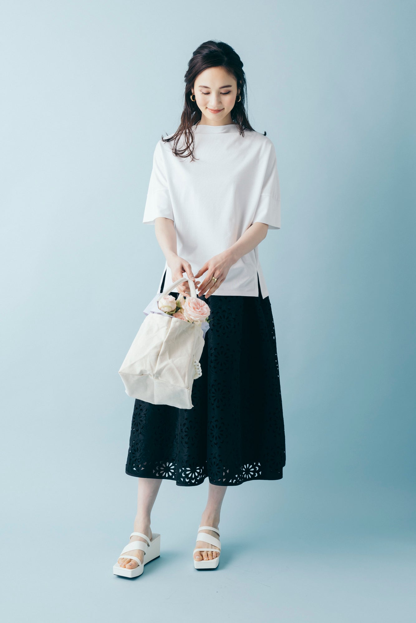 レース調ジャカードタックスカート NS-137