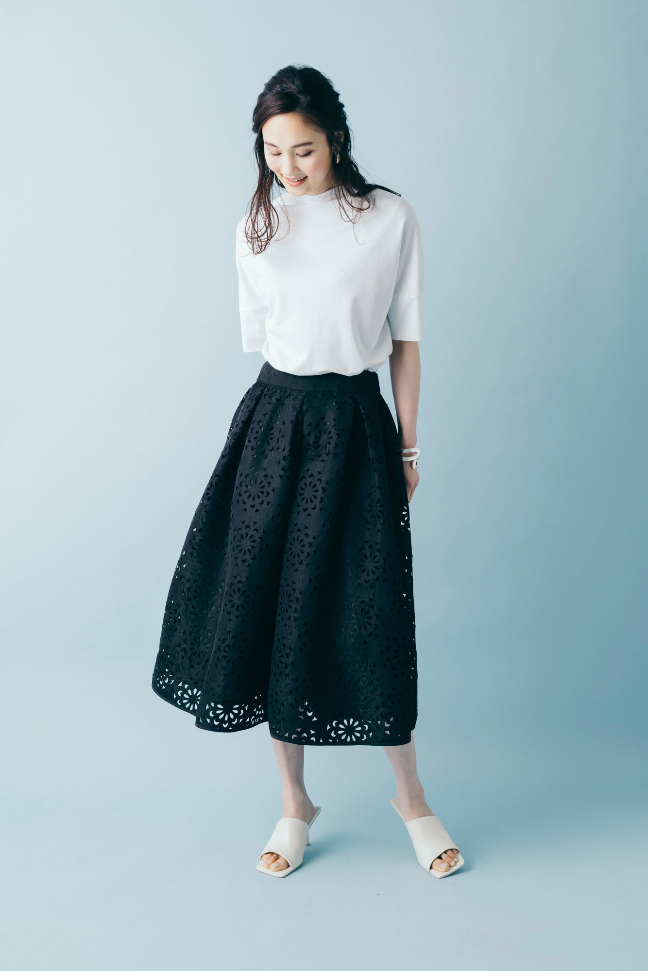 レース調ジャカードタックスカート NS-137