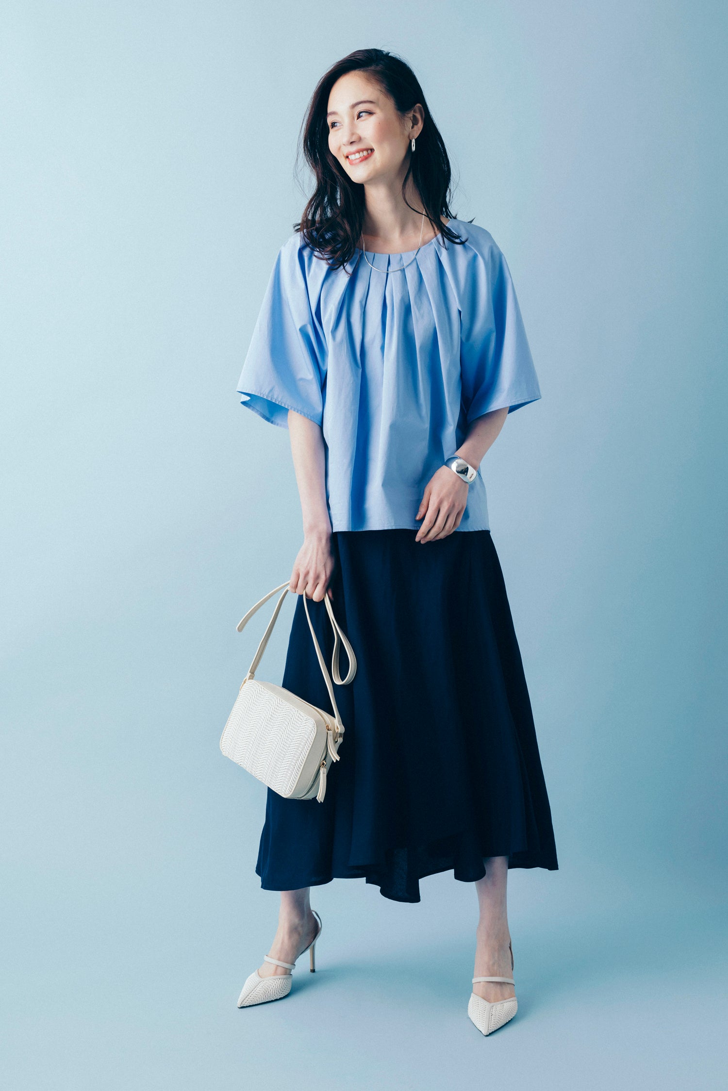 ウエストリボン 麻混ラップスカート NS-028