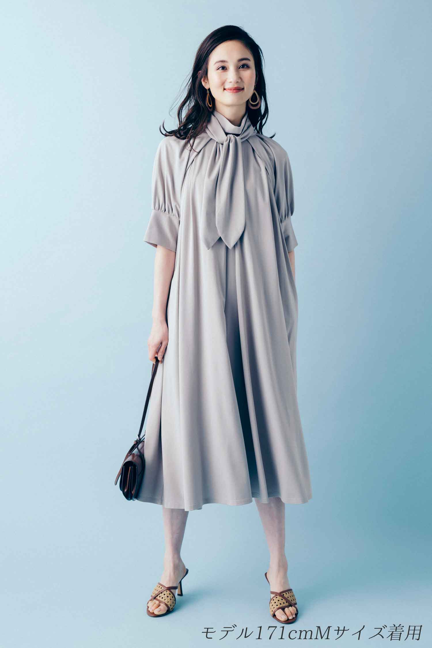 ボウタイカラーカットソーワンピ―ス NS-134