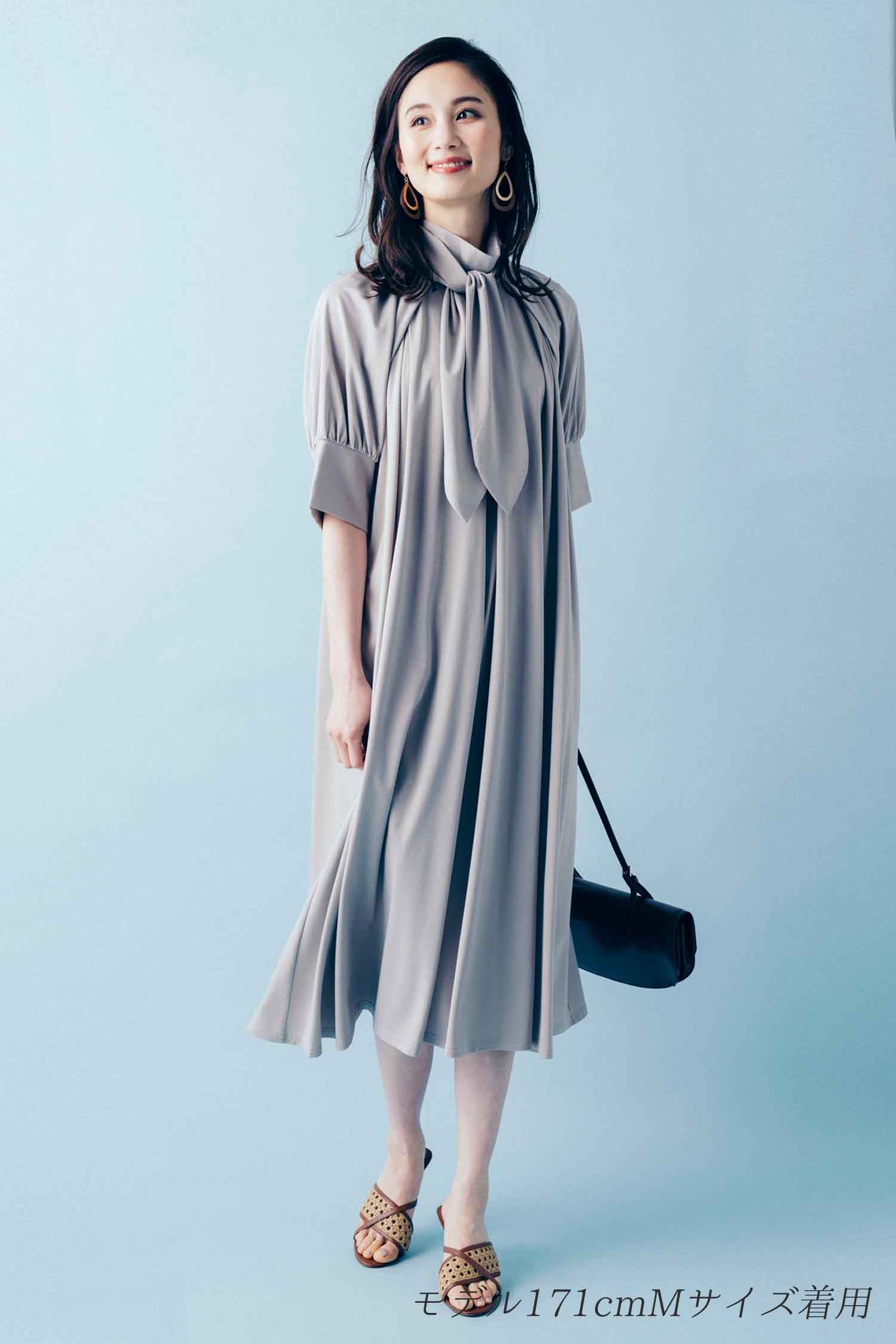 ボウタイカラーカットソーワンピ―ス NS-134