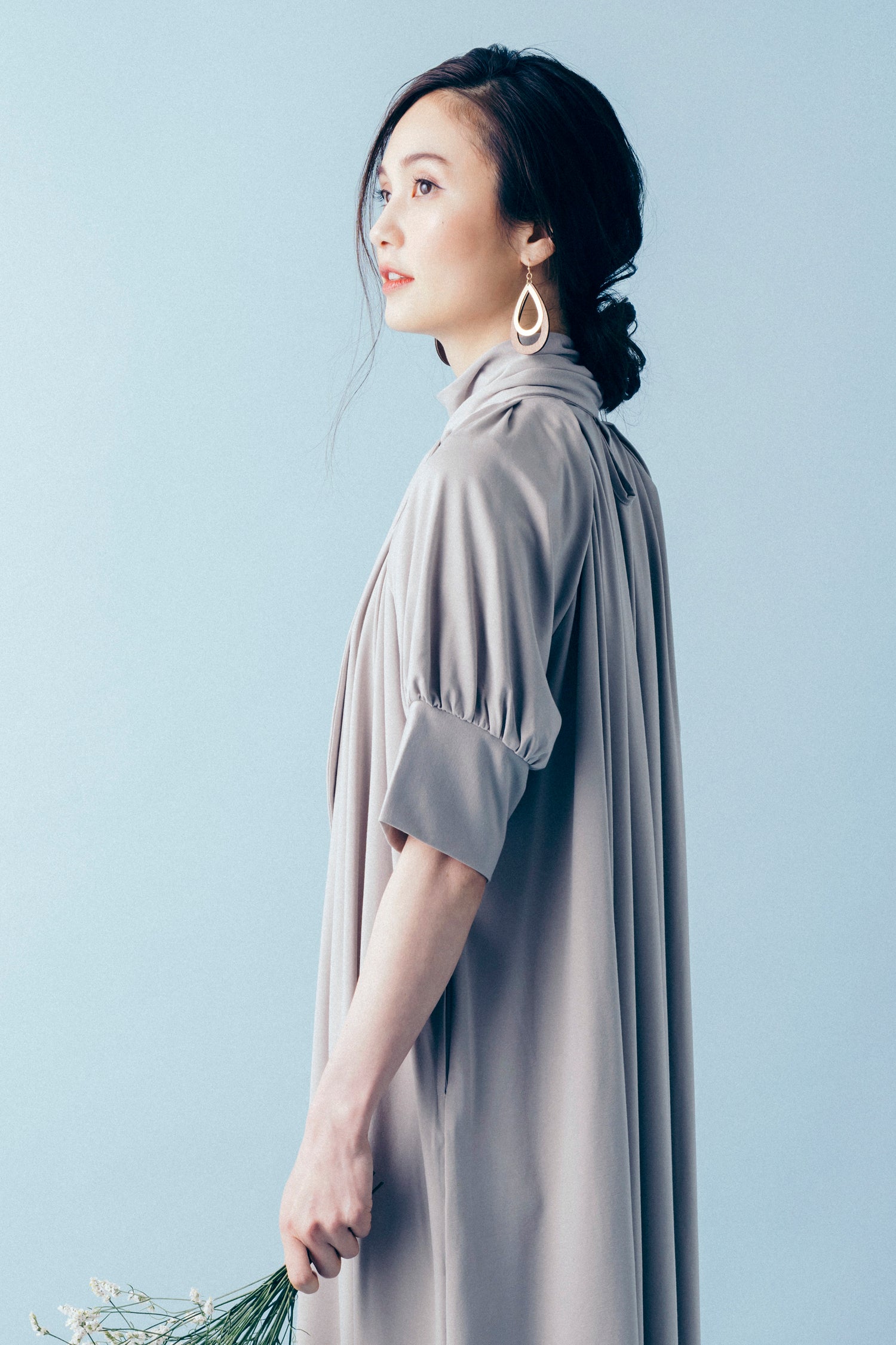 ボウタイカラーカットソーワンピ―ス NS-134