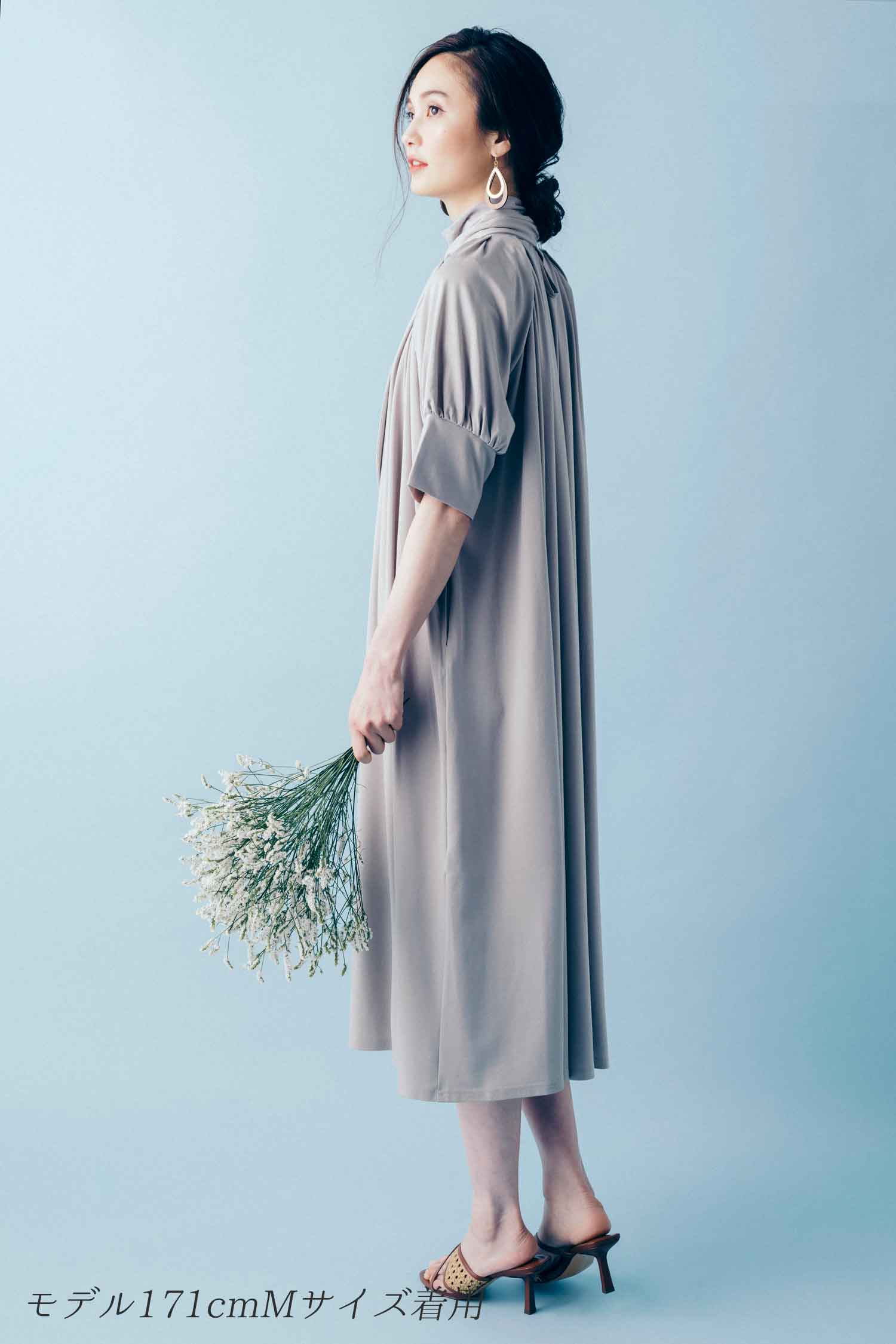 ボウタイカラーカットソーワンピ―ス NS-134