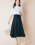 ウエストリボン 麻混ラップスカート NS-028