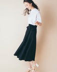 ウエストリボン 麻混ラップスカート NS-028