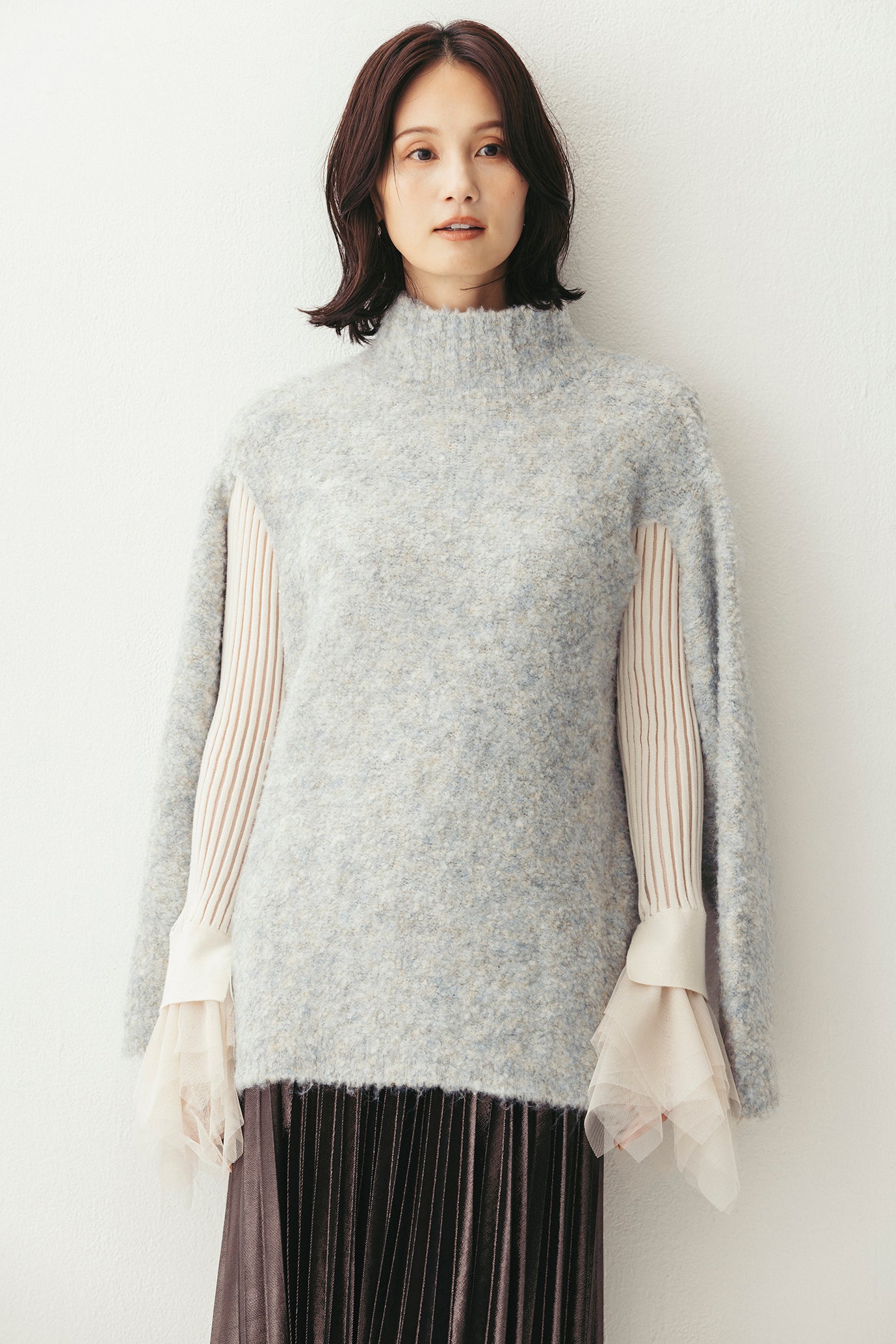 デザインスリーブニットトップ NS-351