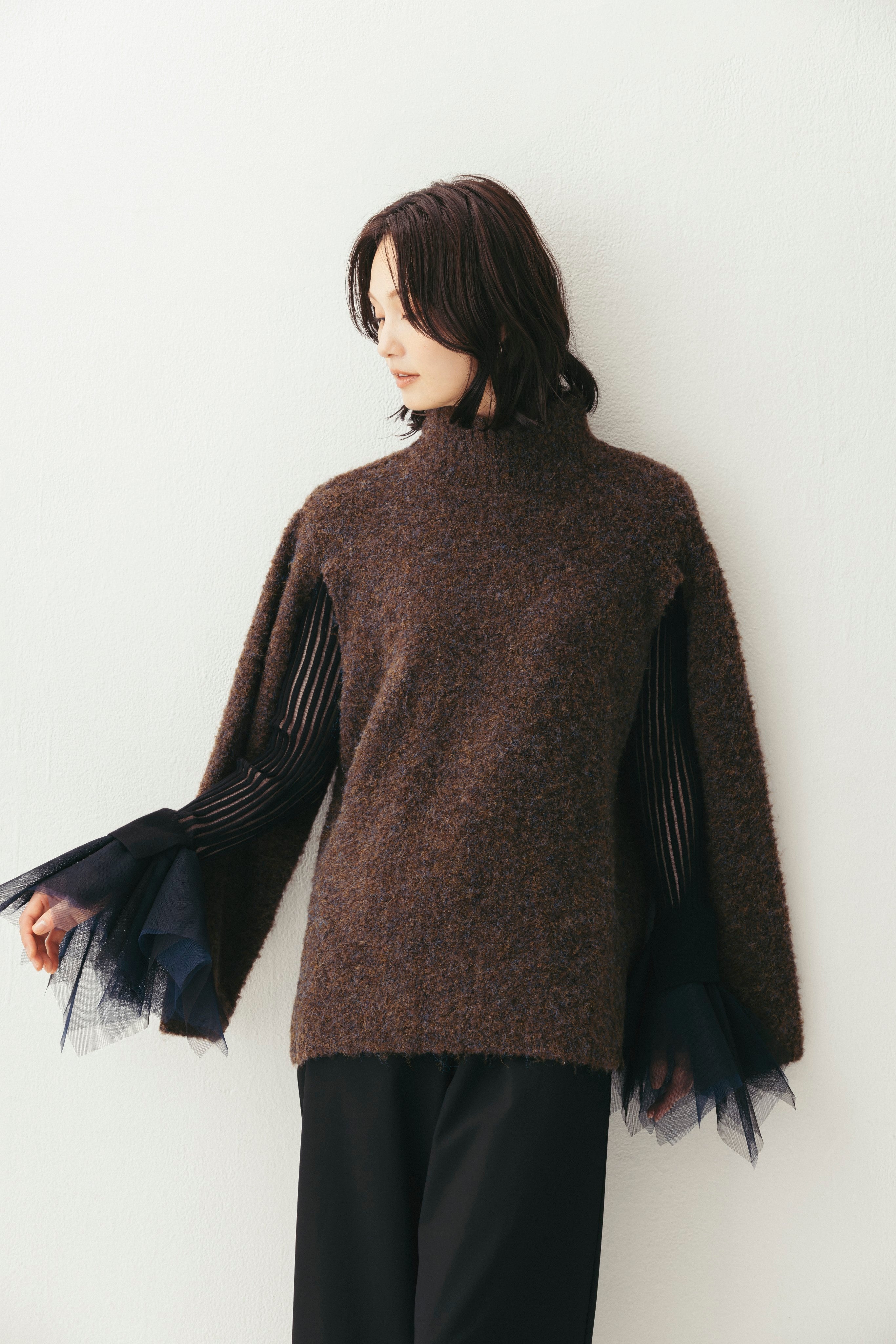 デザインスリーブニットトップ NS-351