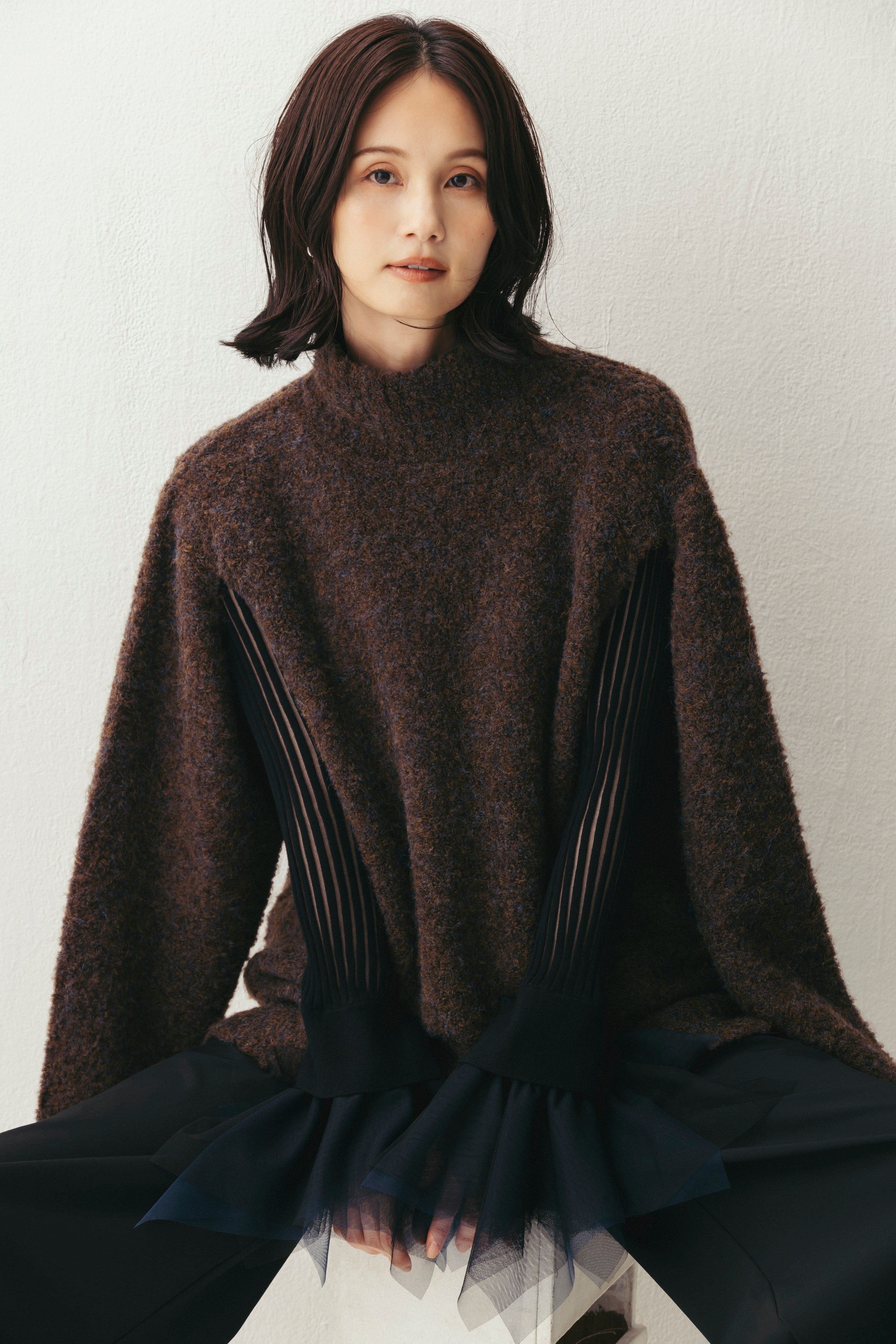 デザインスリーブニットトップ NS-351