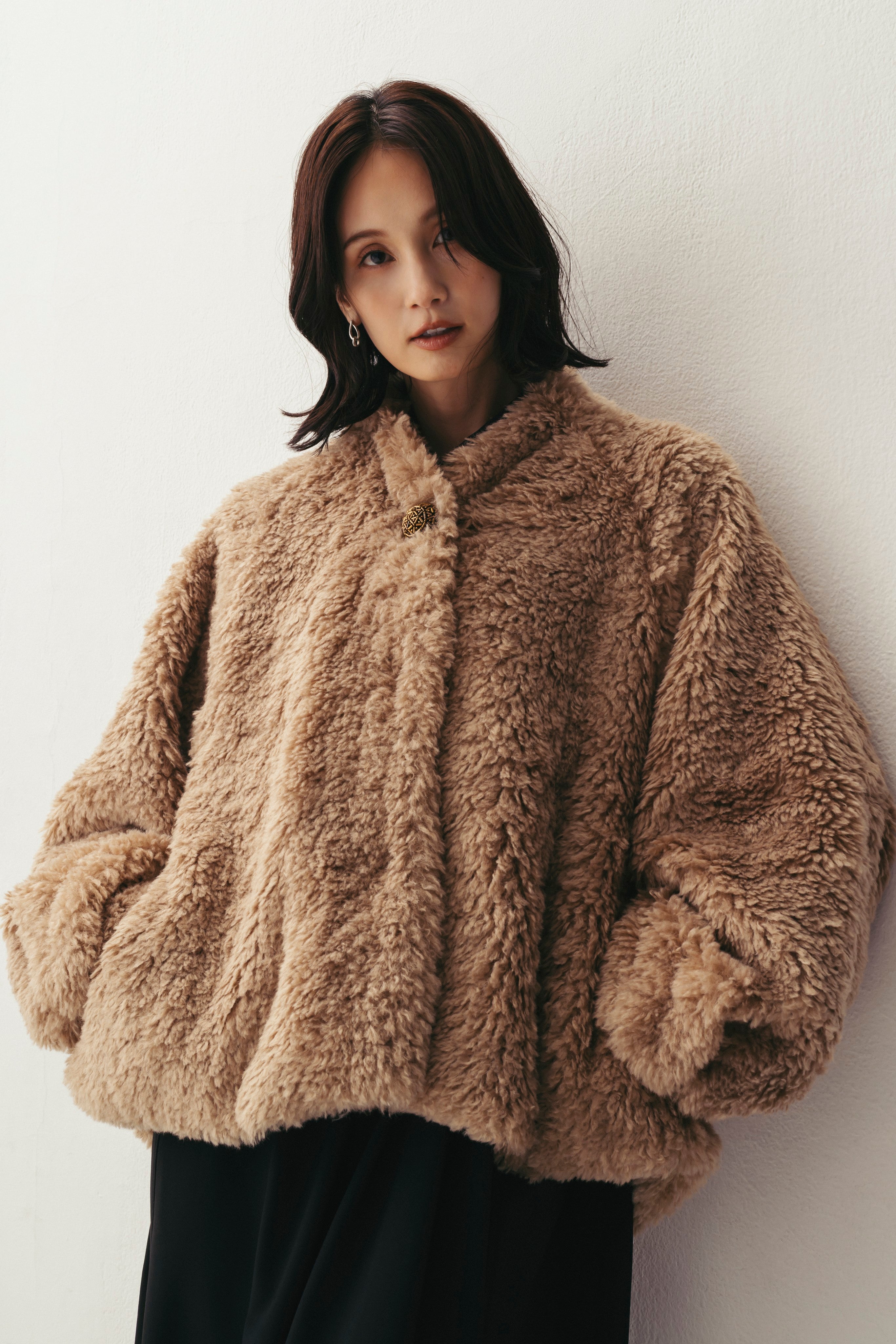 ビジュー釦ボアコート NS-343