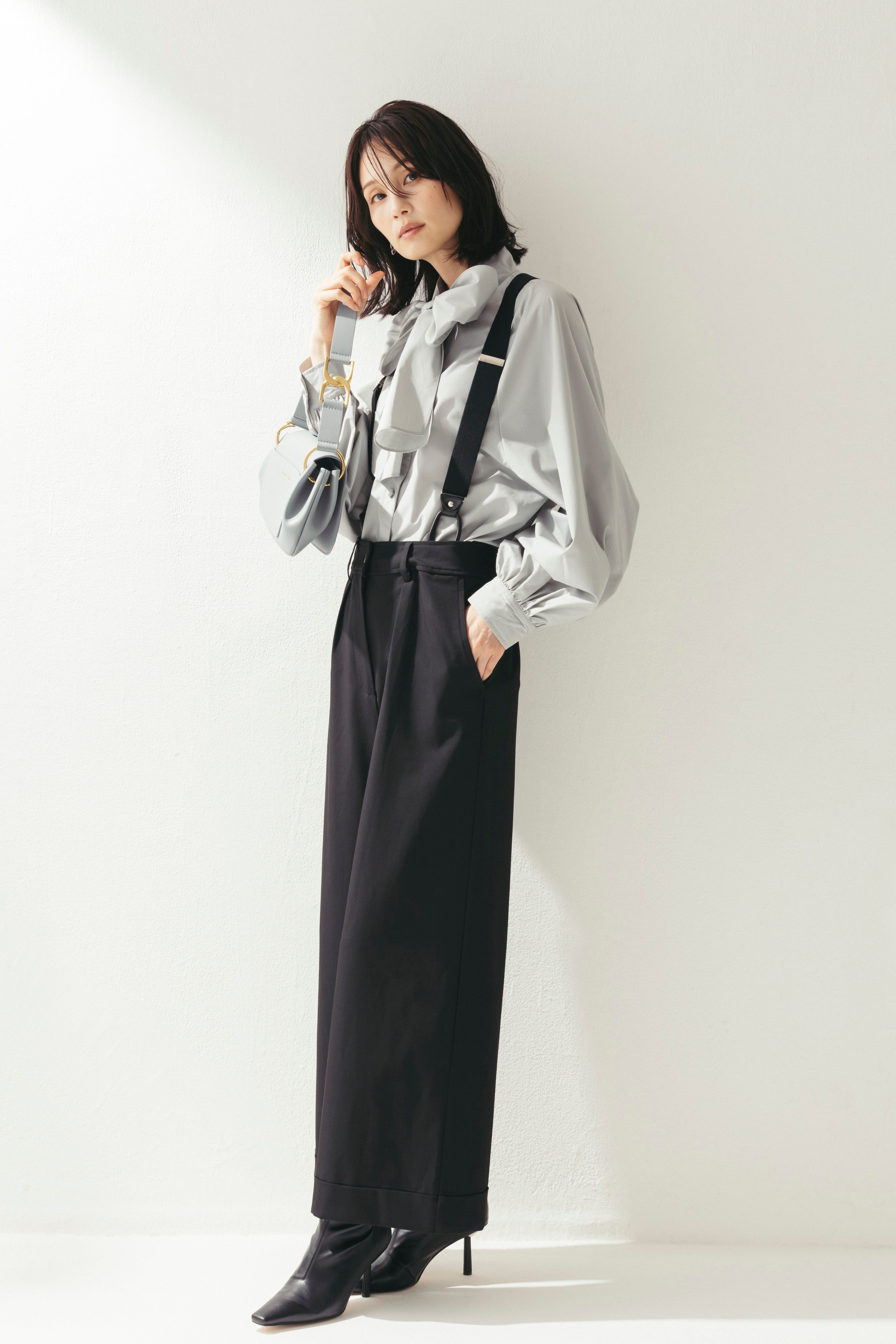 サスペンダー付ワイドパンツ NS-354