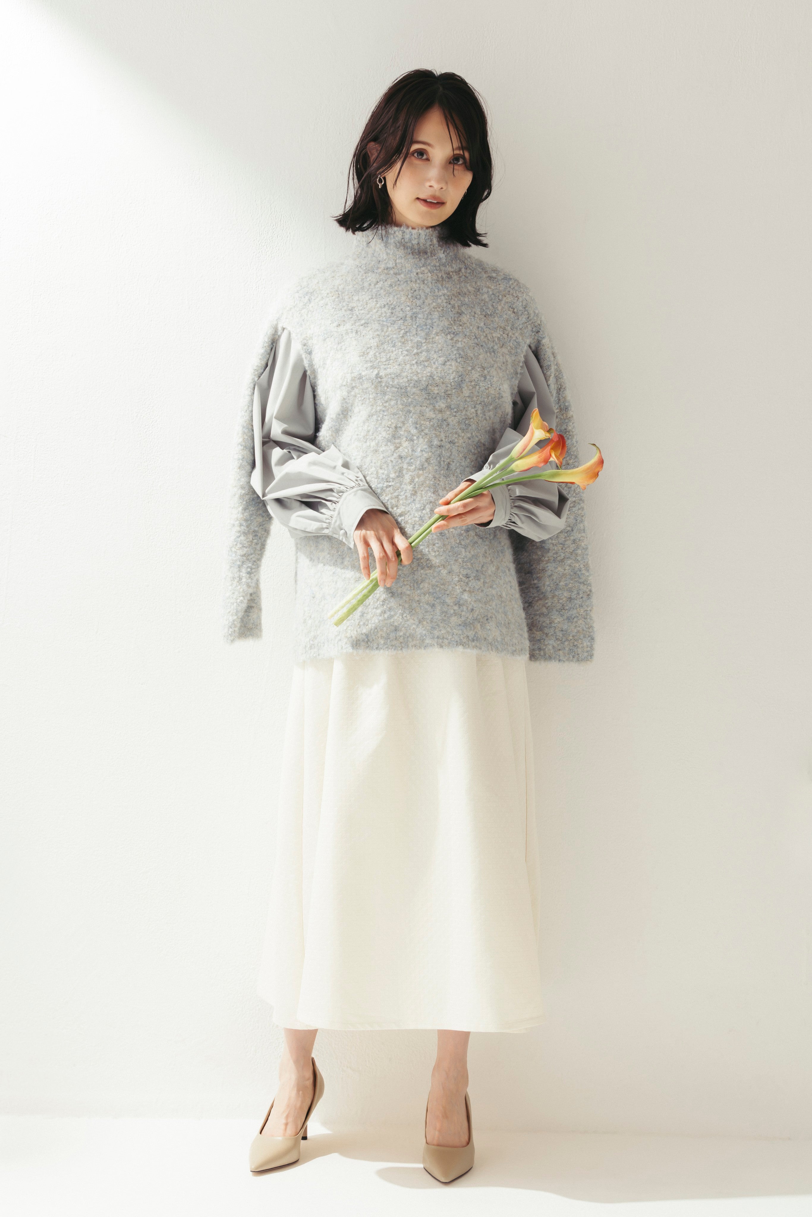 デザインスリーブニットトップ NS-351