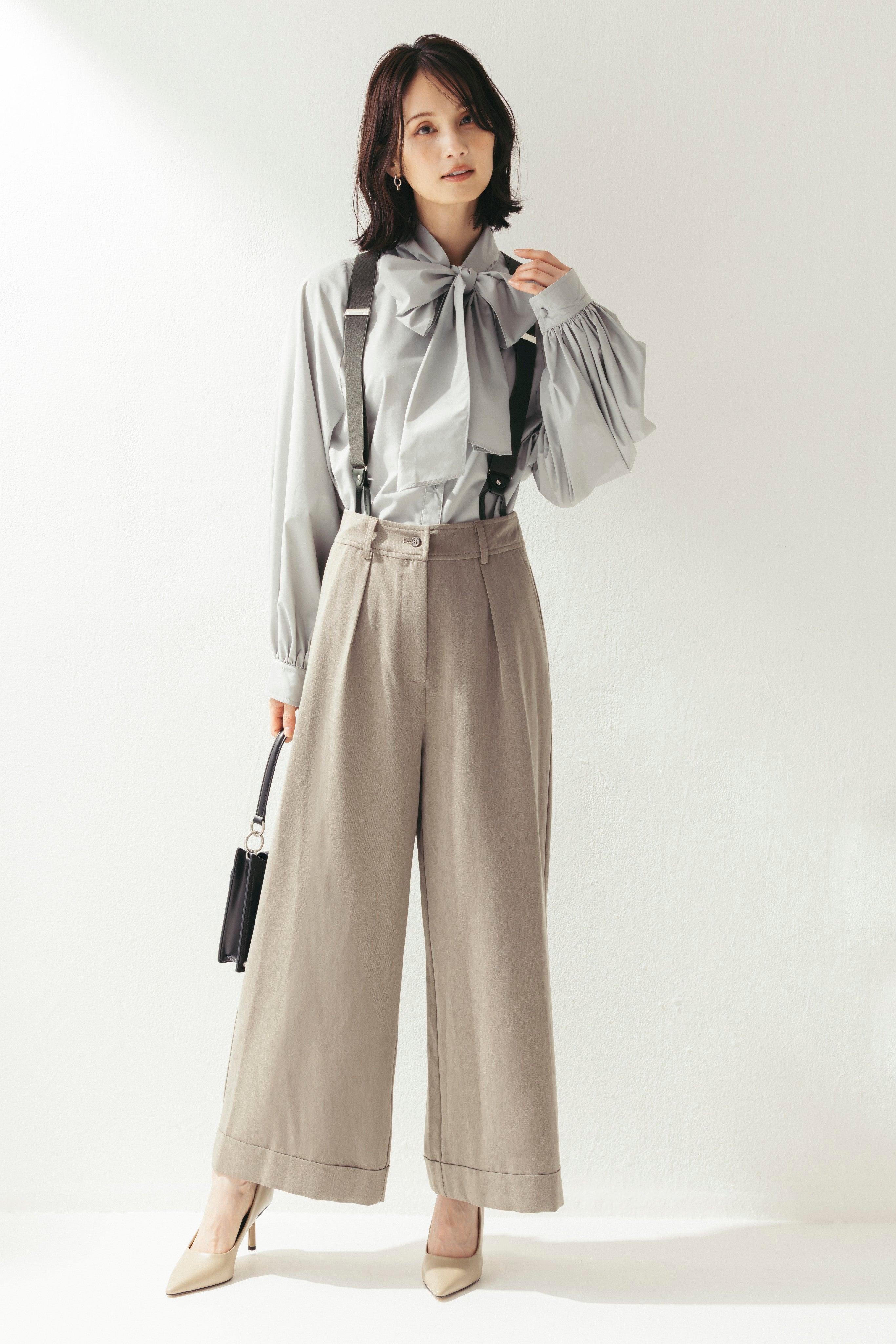 サスペンダー付ワイドパンツ NS-354