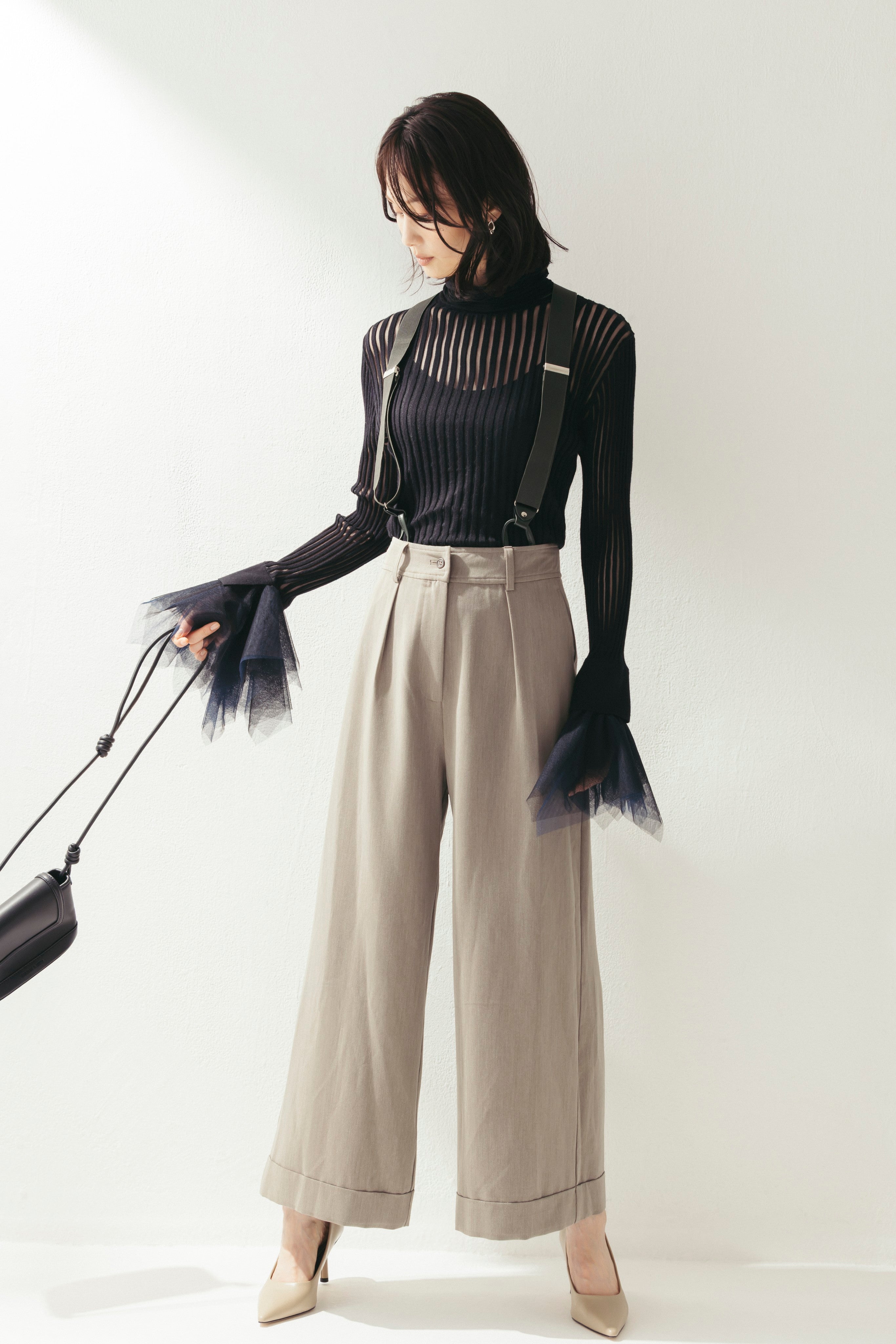 サスペンダー付ワイドパンツ NS-354