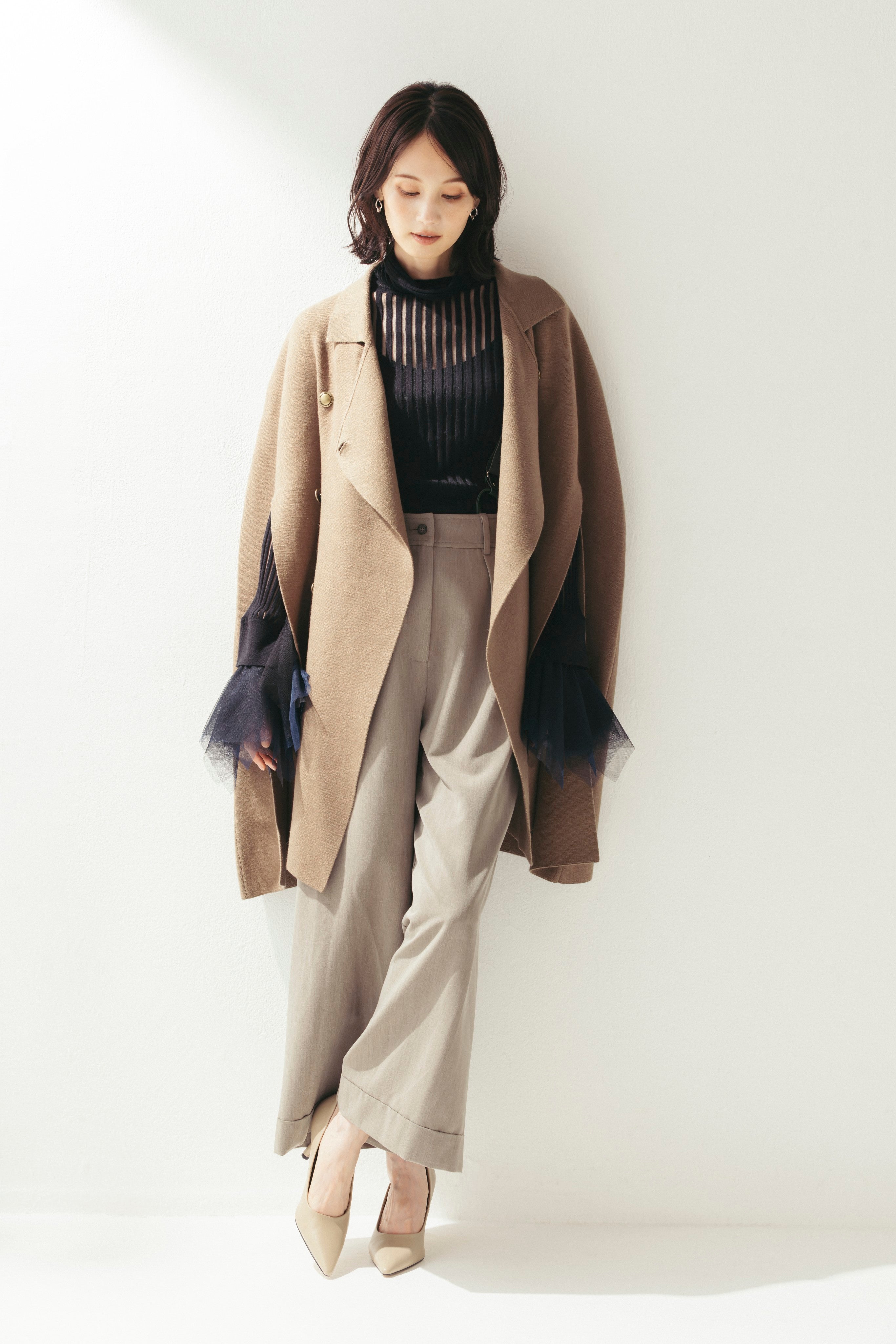 ニットケープコート（ベルト付き） NS-350