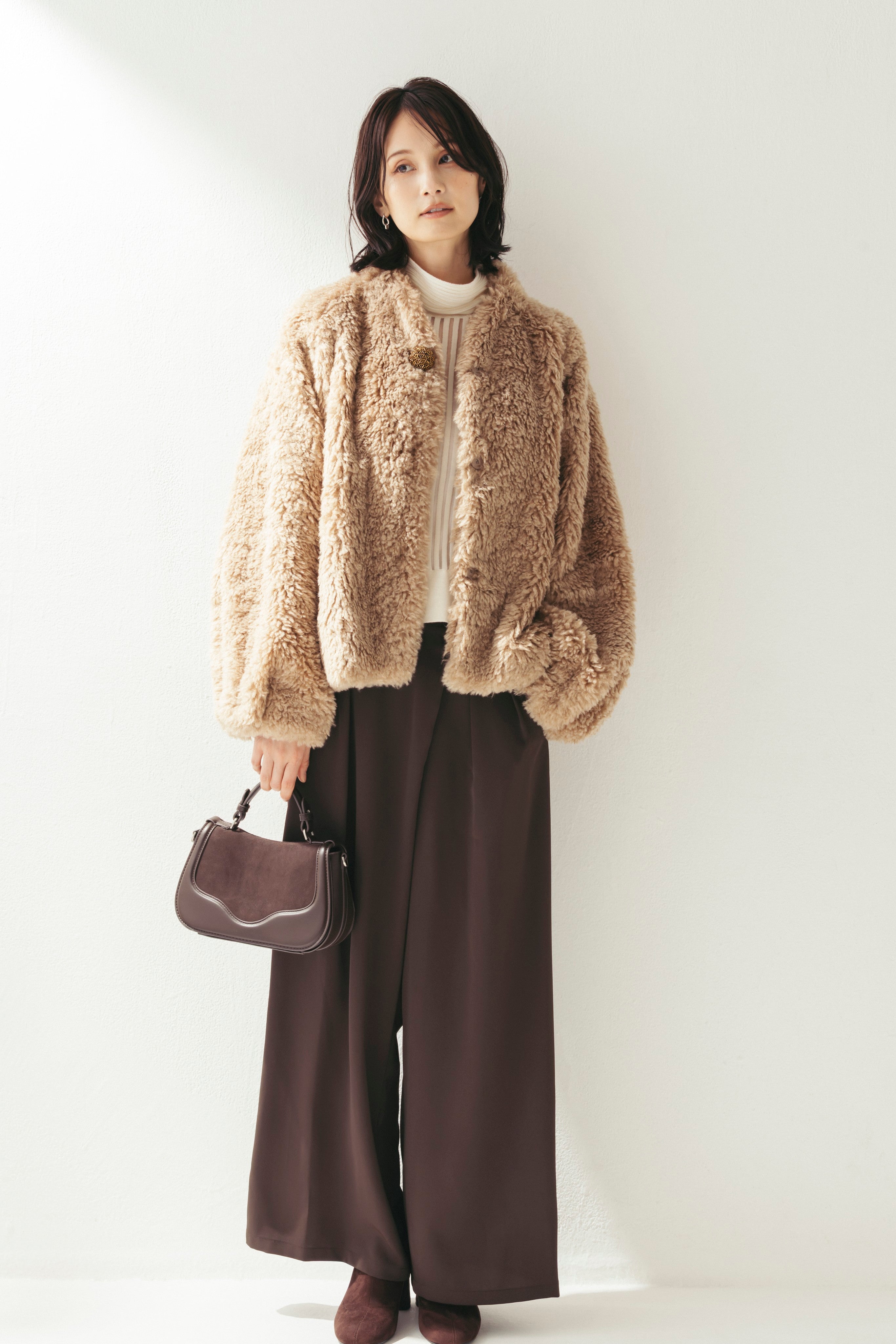 ビジュー釦ボアコート NS-343