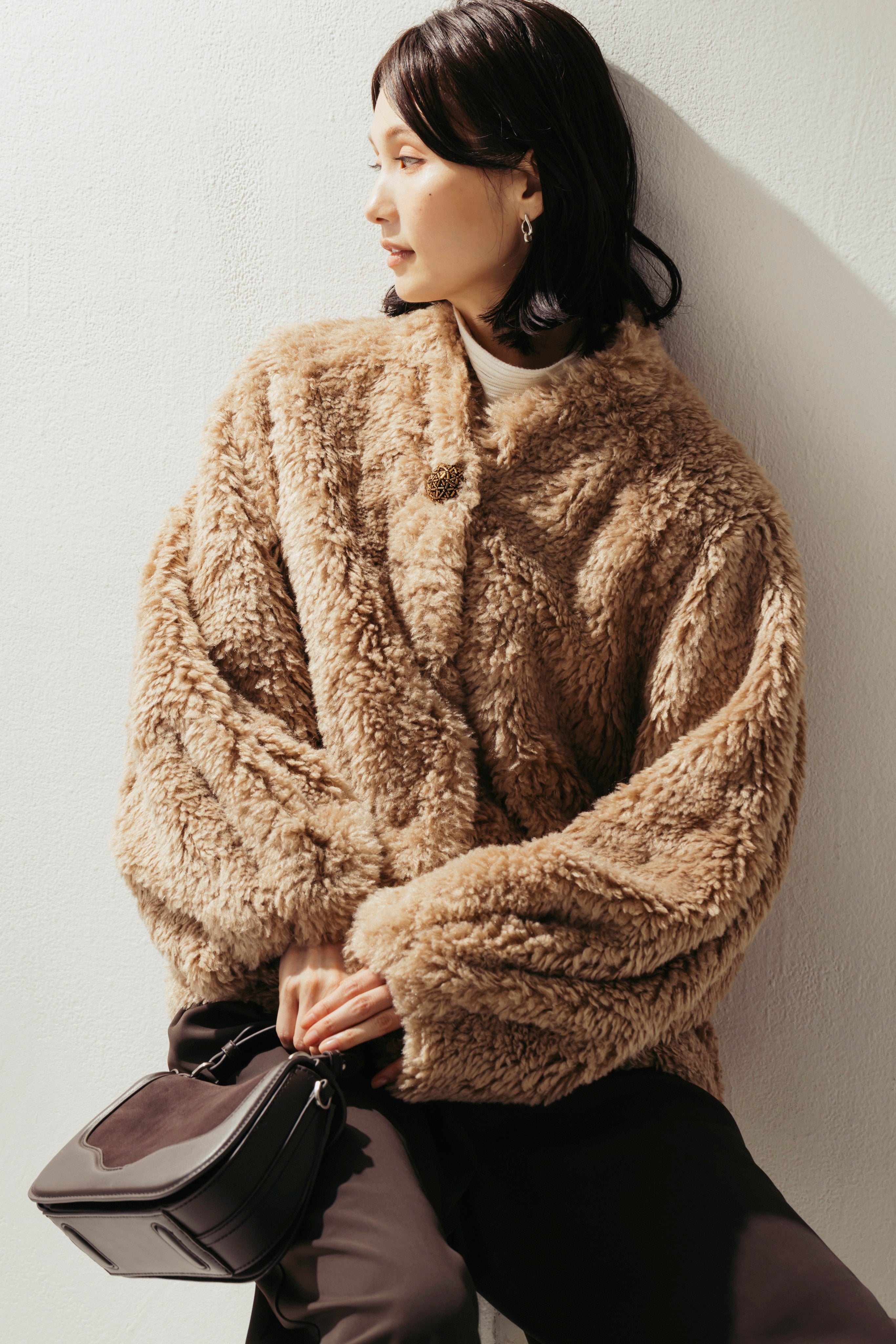 ビジュー釦ボアコート NS-343