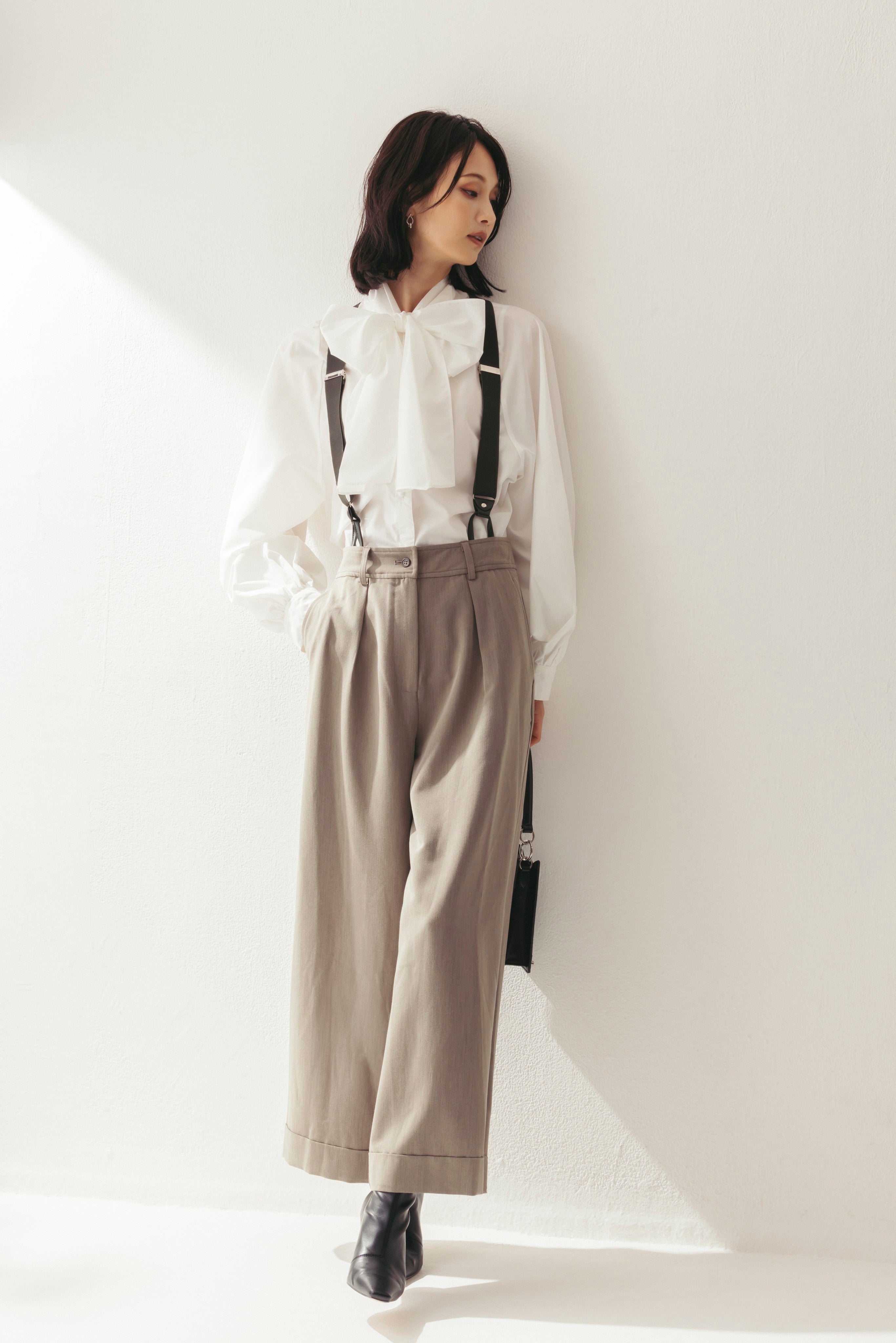 サスペンダー付ワイドパンツ NS-354