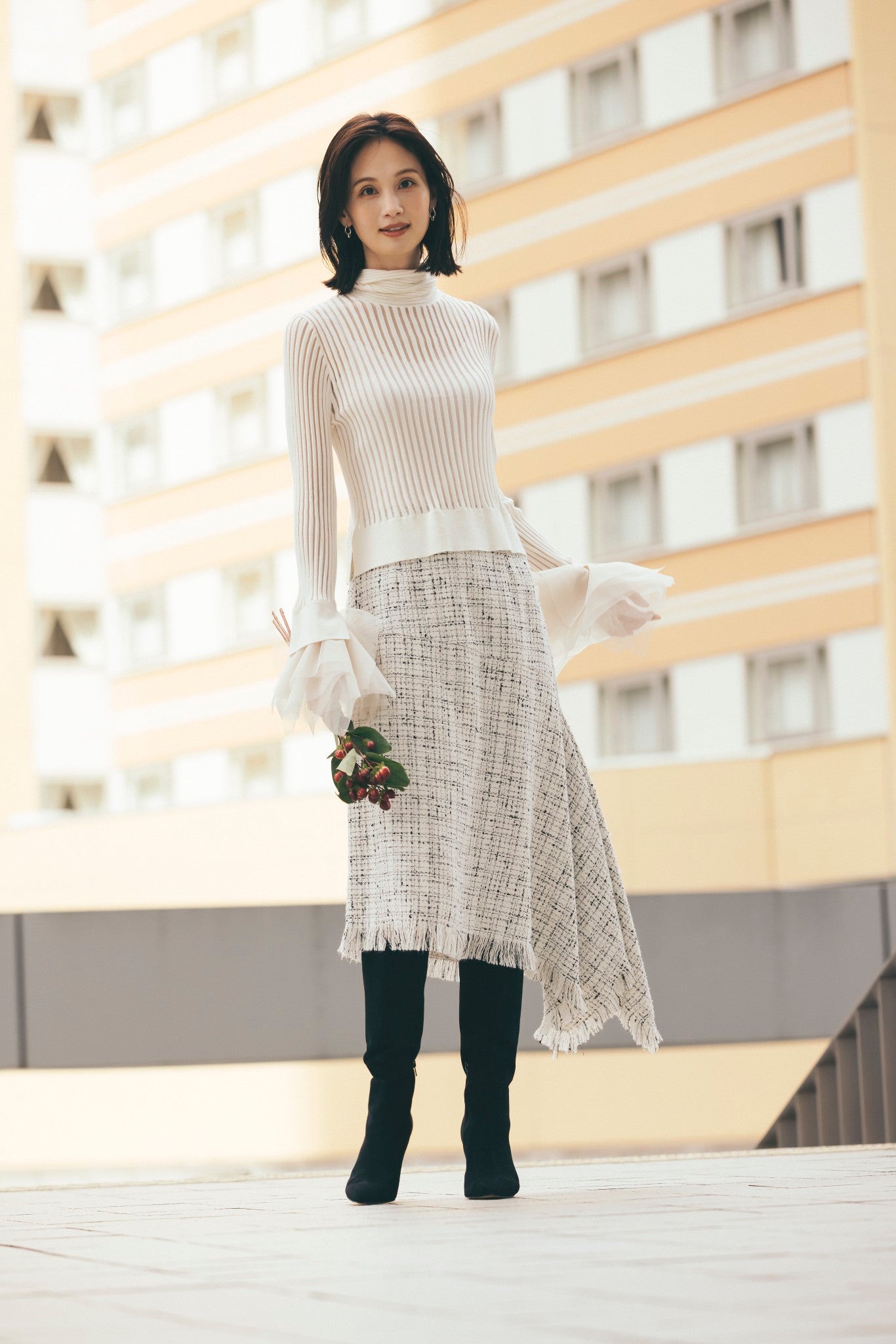 イレギュラーヘムツイードスカート NS-355