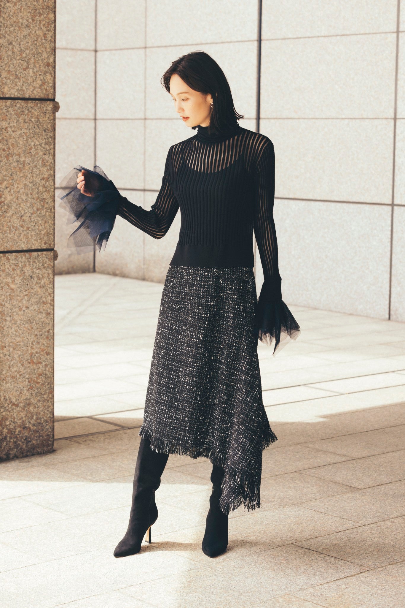 イレギュラーヘムツイードスカート NS-355