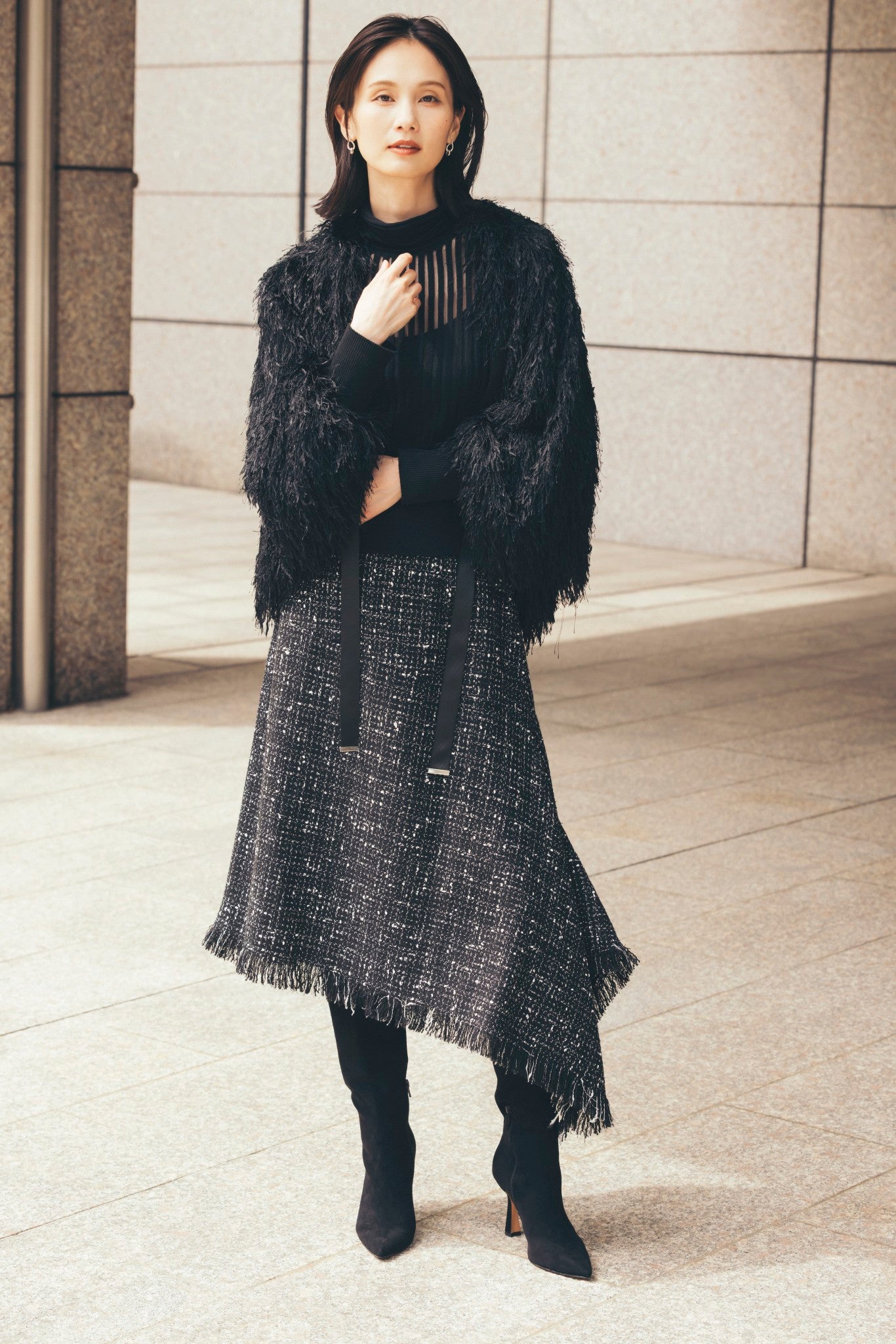 イレギュラーヘムツイードスカート NS-355