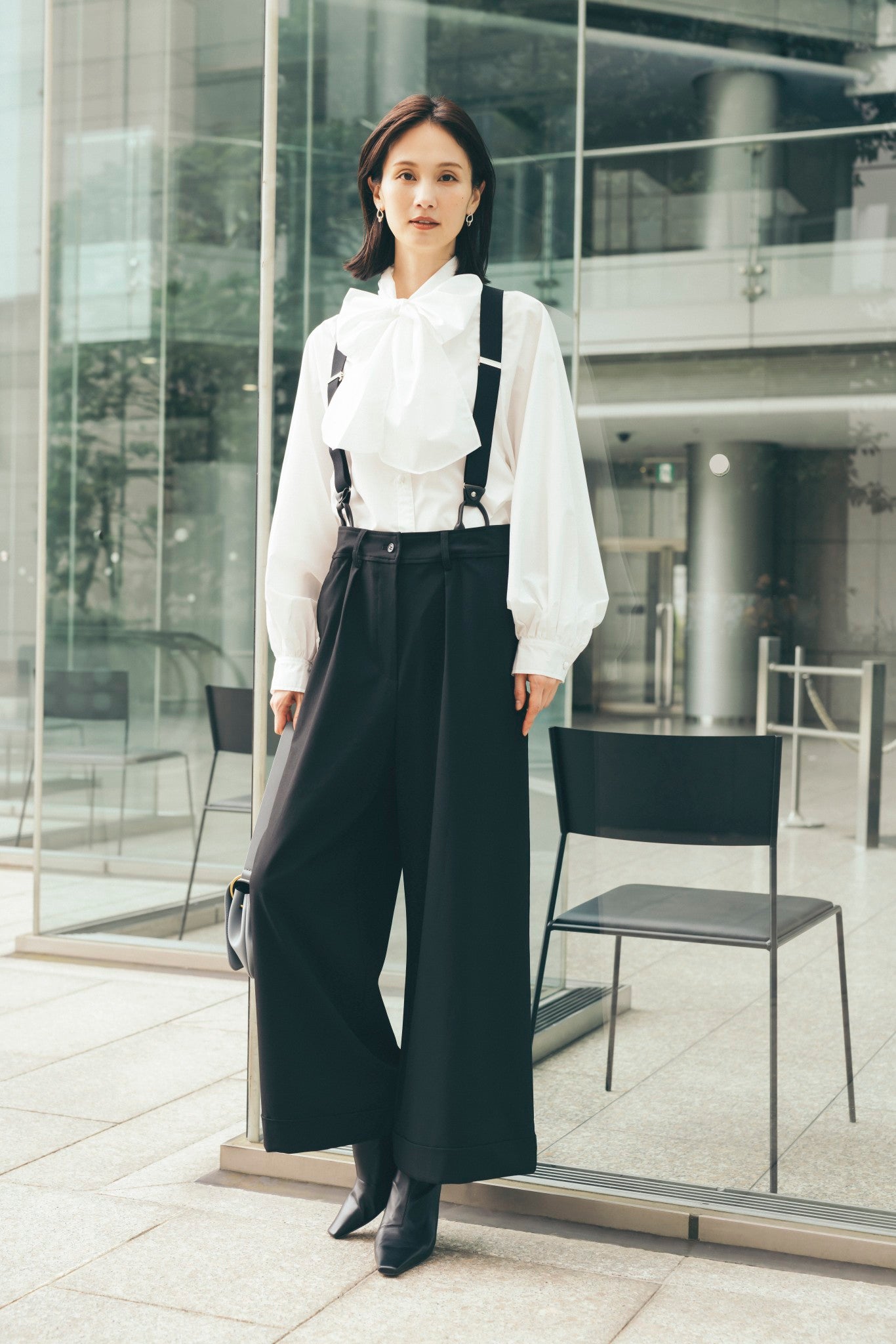 サスペンダー付ワイドパンツ NS-354