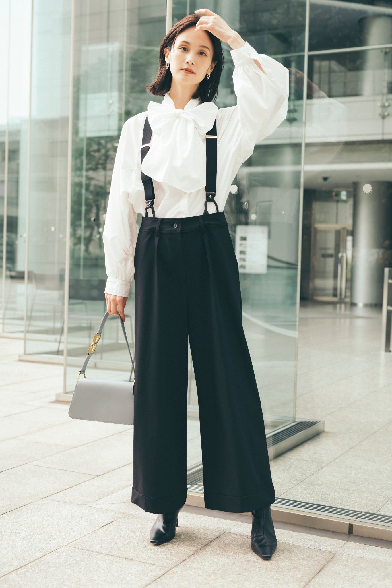 サスペンダー付ワイドパンツ NS-354