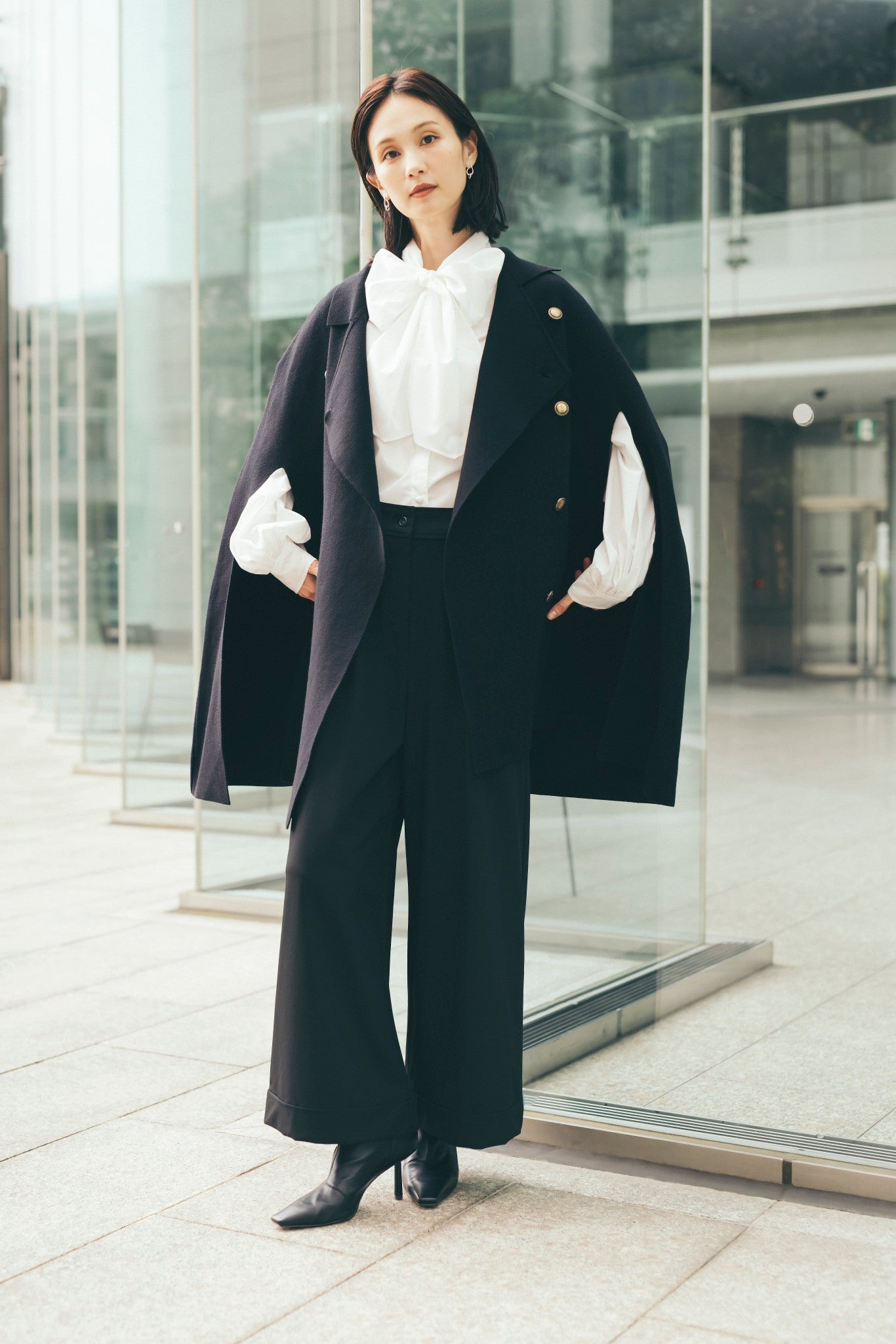 ニットケープコート（ベルト付き） NS-350