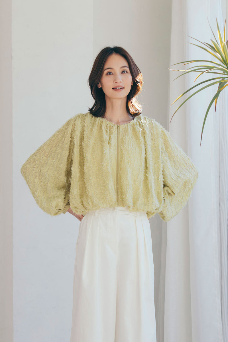 フロントジップフェザーカーディガン NS-372