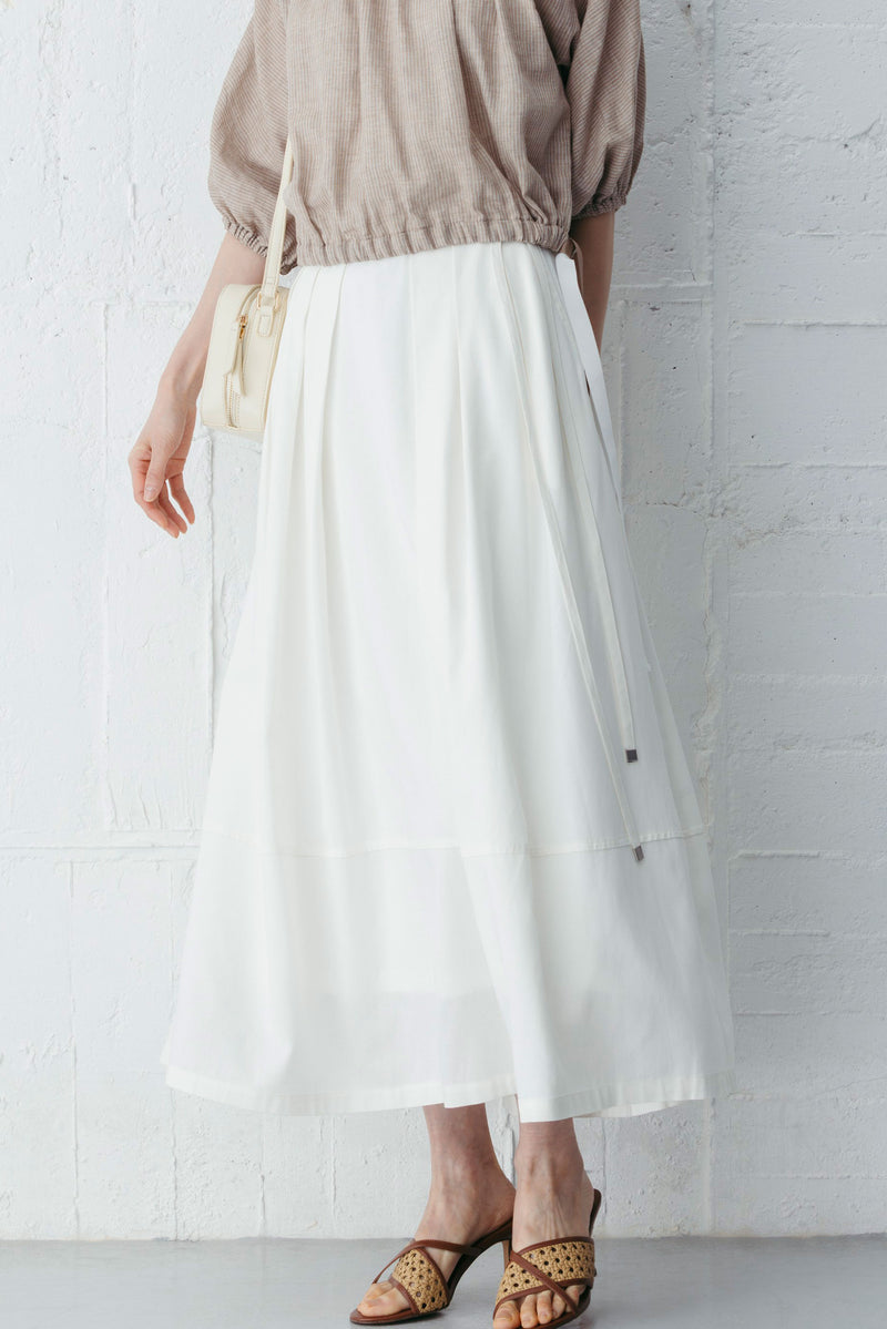 麻混ウエストリボン付きタックスカート NS-362